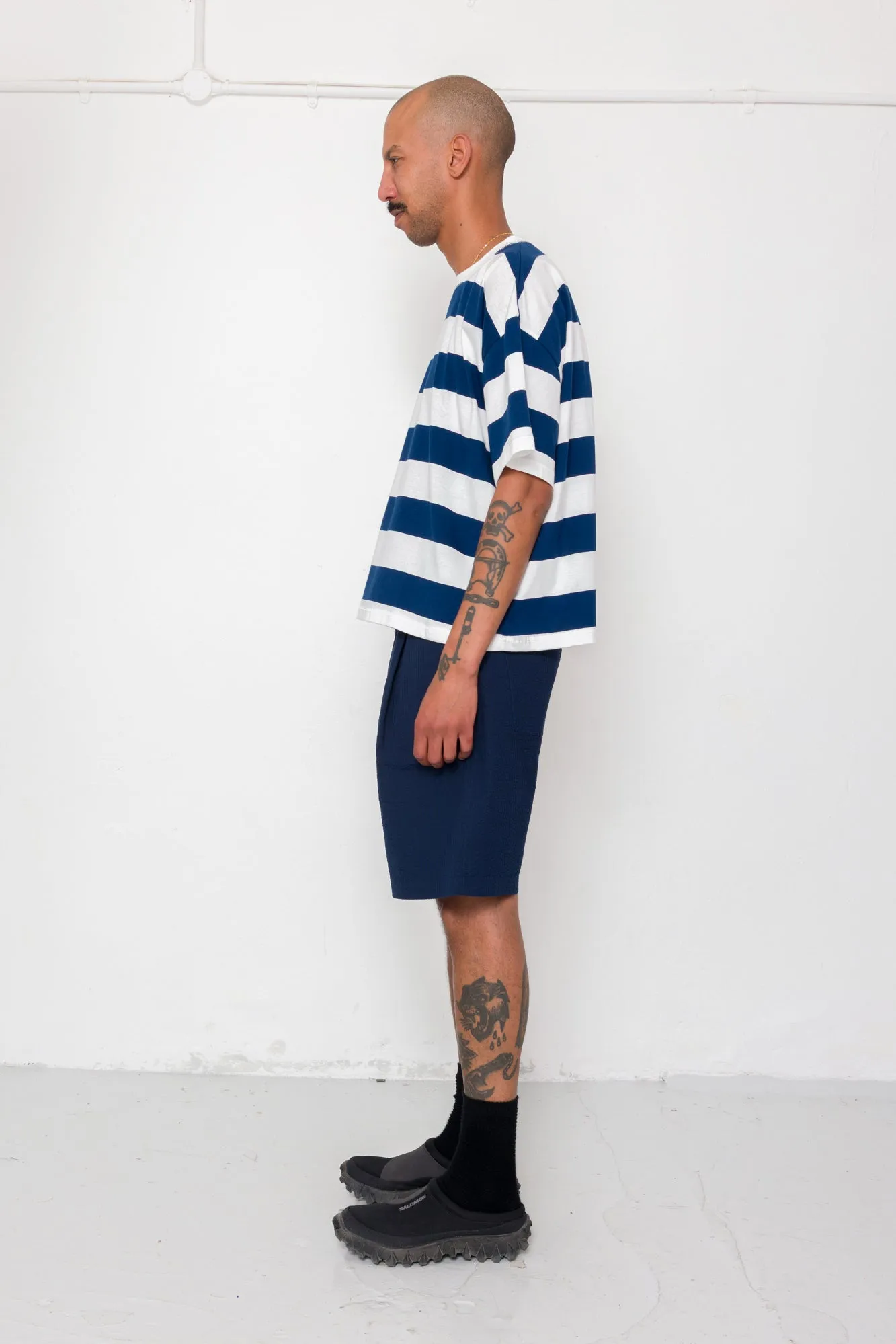 Oversized Striped T-Shirt - Off White / Indigo Blue sold by Folk product image thumbnail 4