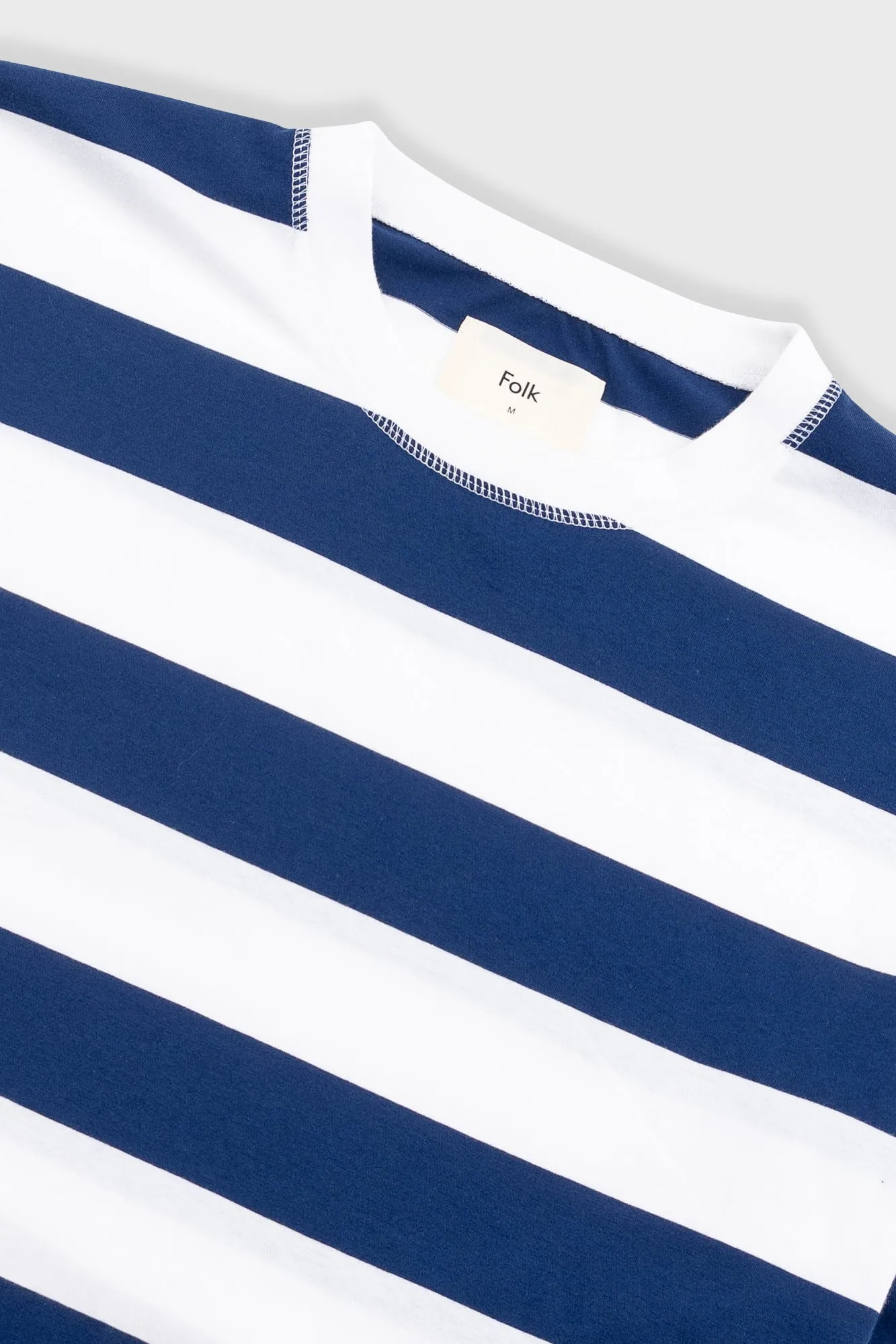 Oversized Striped T-Shirt - Off White / Indigo Blue sold by Folk product image thumbnail 5