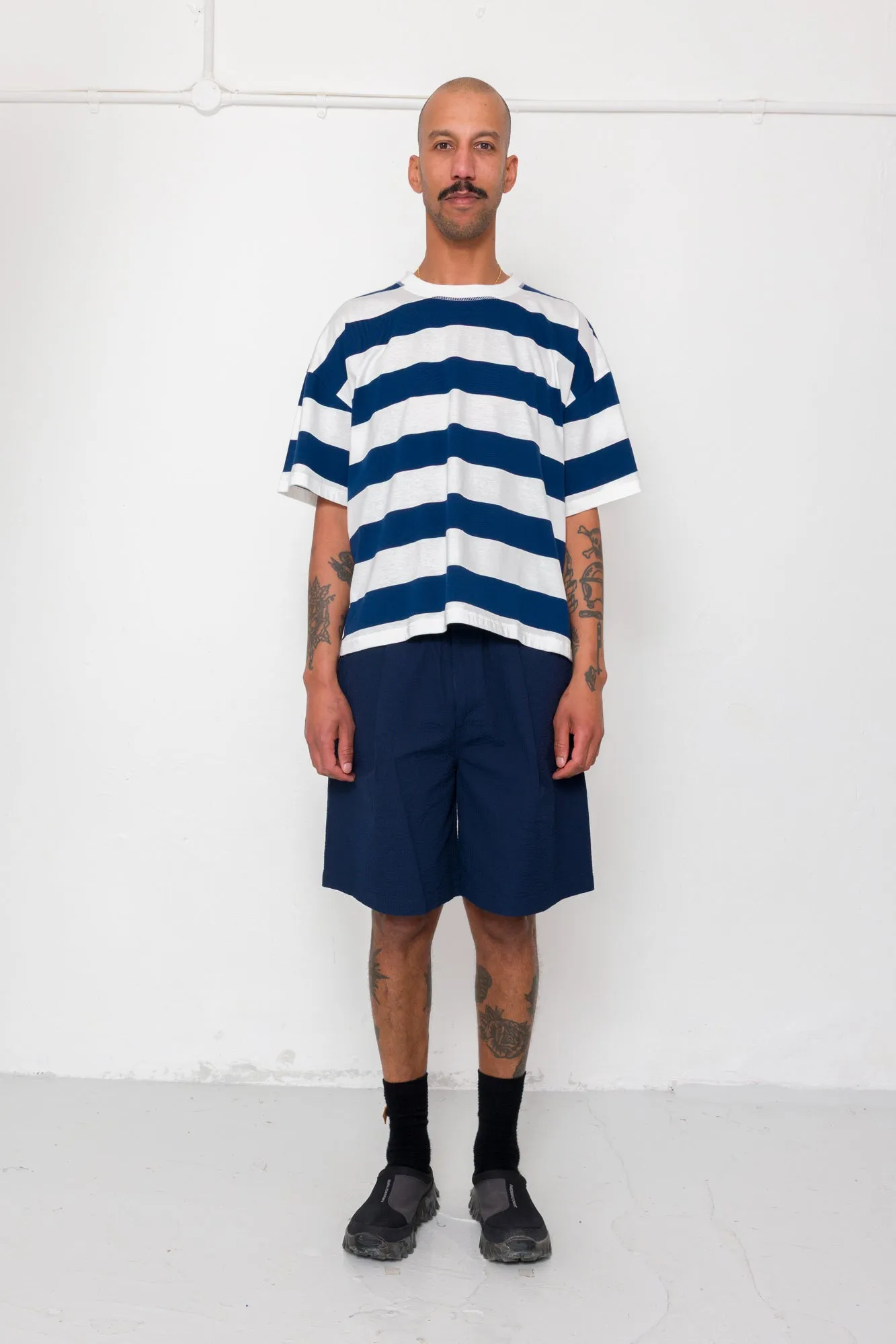 Oversized Striped T-Shirt - Off White / Indigo Blue sold by Folk product image thumbnail 2
