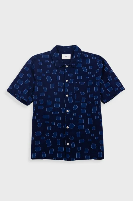 Gabe Shirt - Indigo Irregular Dot made by Folk