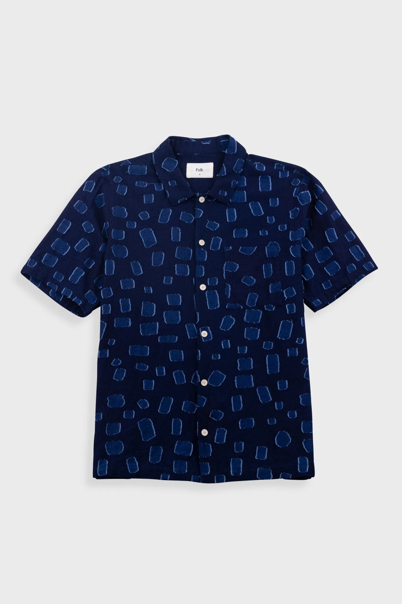 Gabe Shirt - Indigo Irregular Dot sold by Folk