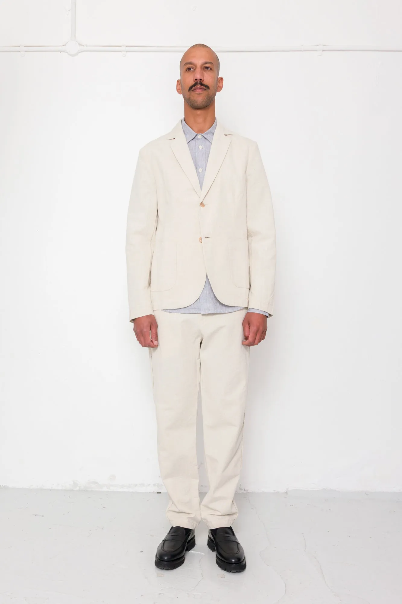 Fixed Waistband Cotton Linen Trouser - Natural Linen Canvas sold by Folk product image thumbnail 2