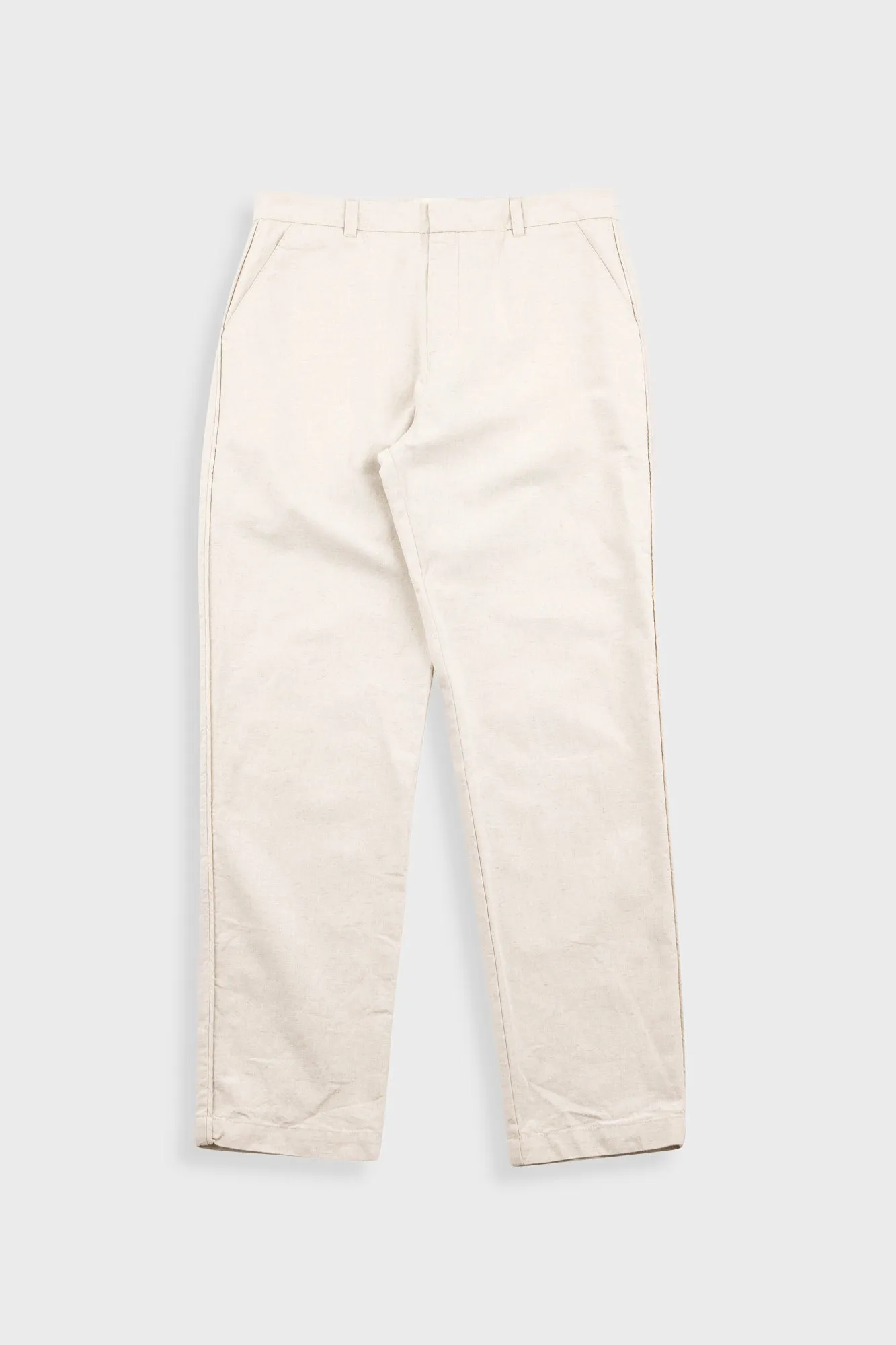 Fixed Waistband Cotton Linen Trouser - Natural Linen Canvas sold by Folk