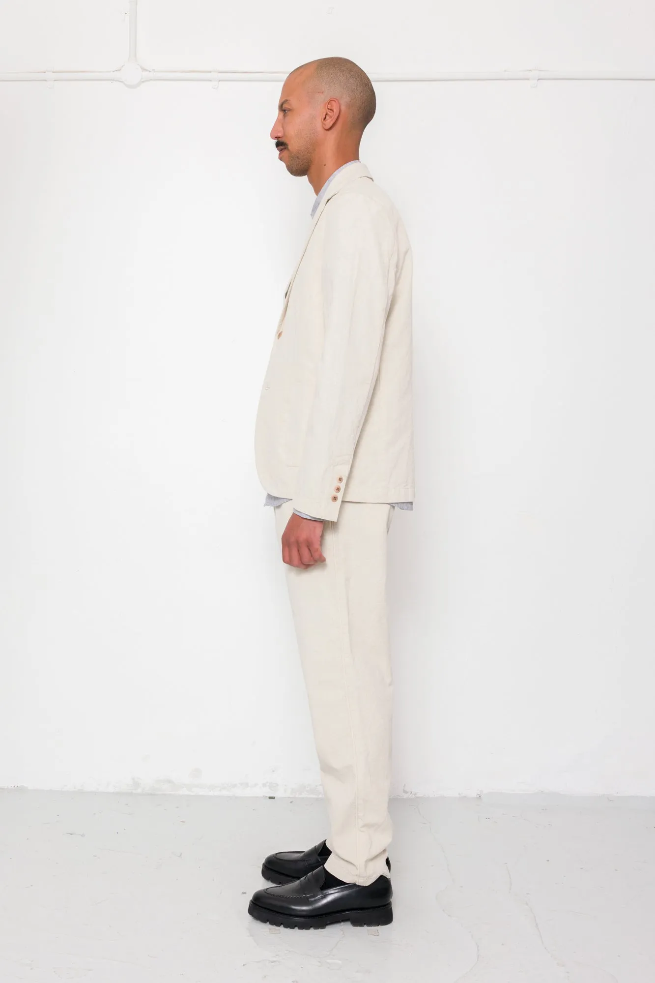 Fixed Waistband Cotton Linen Trouser - Natural Linen Canvas sold by Folk product image thumbnail 4