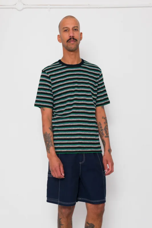 Multistripe T-Shirt - Black / Green Mix sold by Folk