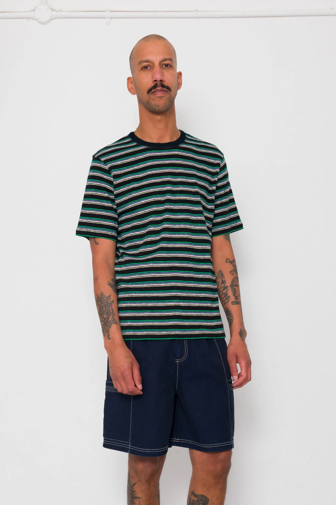 Multistripe T-Shirt - Black / Green Mix sold by Folk