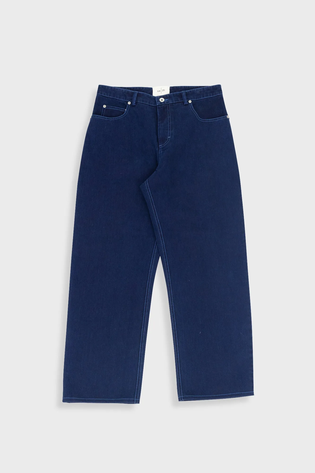 Barrel Leg Pant - Deep Indigo Slub sold by Folk