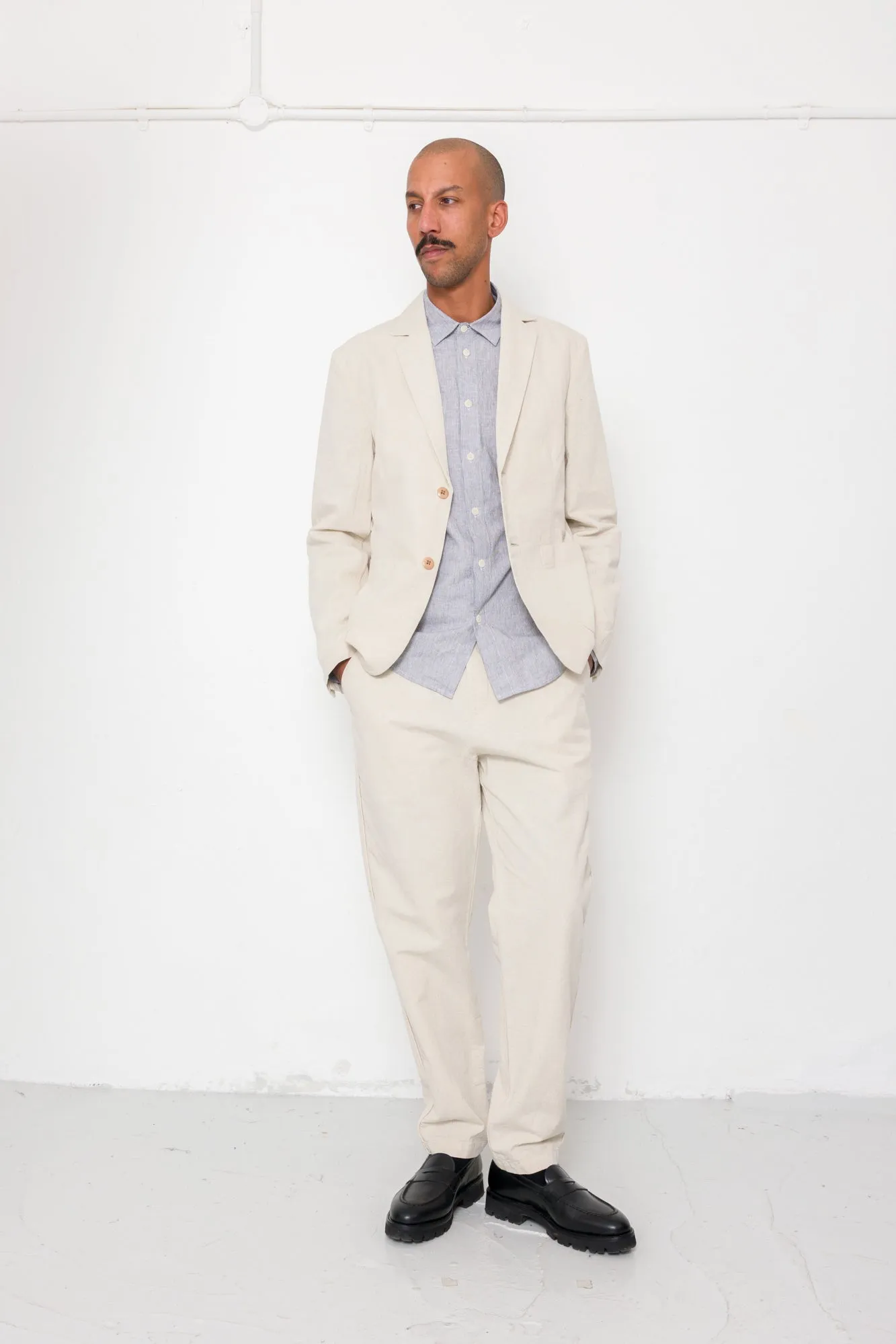 Cotton Linen Blazer - Natural Linen Canvas sold by Folk product image thumbnail 2