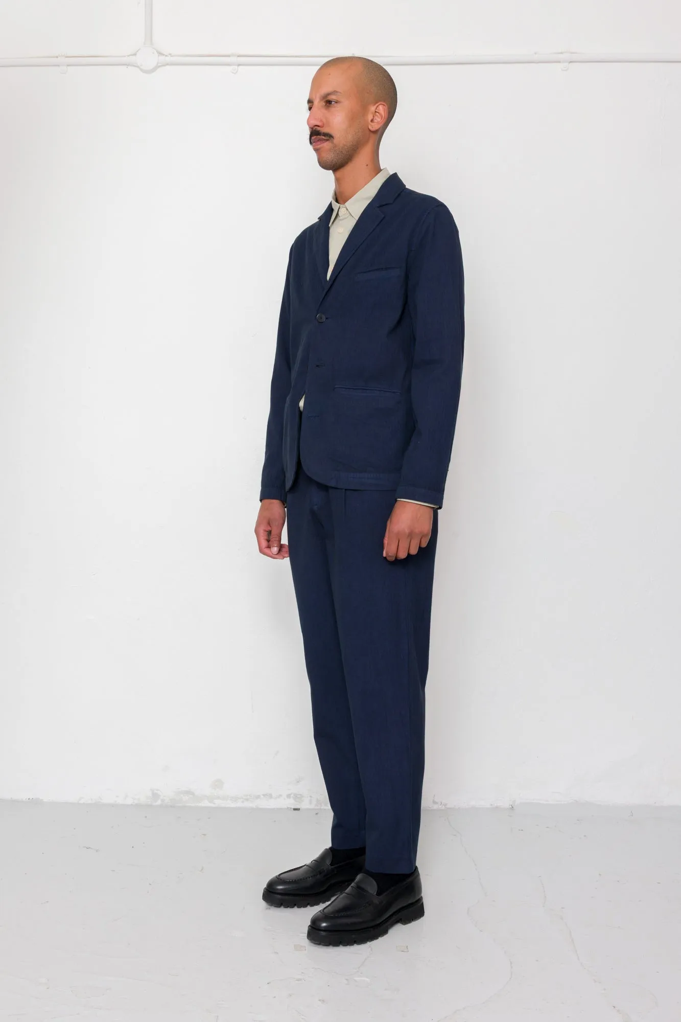 Assembly Suit Trouser - Navy Herringbone sold by Folk product image thumbnail 2