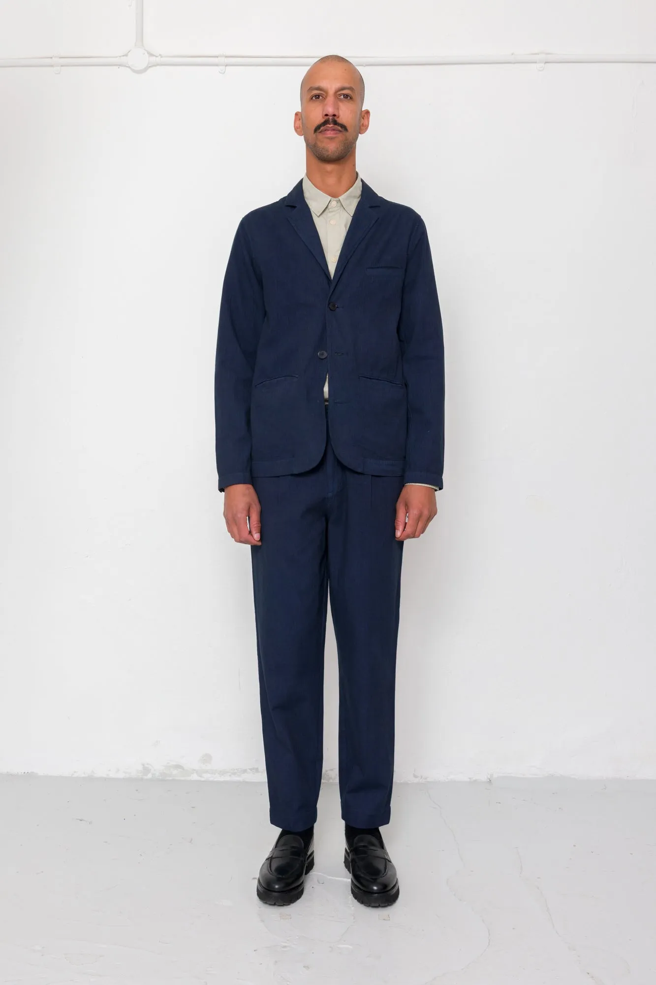 Assembly Blazer - Navy Herringbone sold by Folk product image thumbnail 2