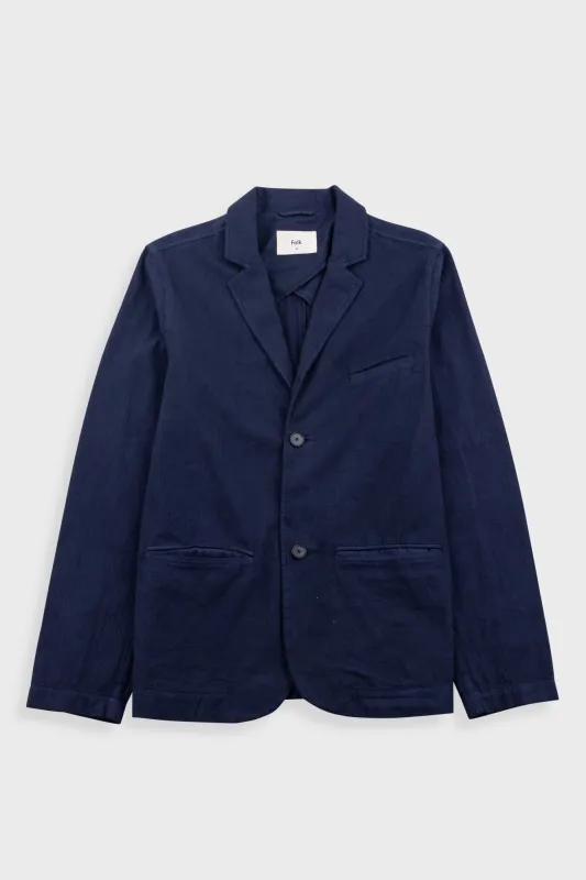 Assembly Blazer - Navy Herringbone made by Folk