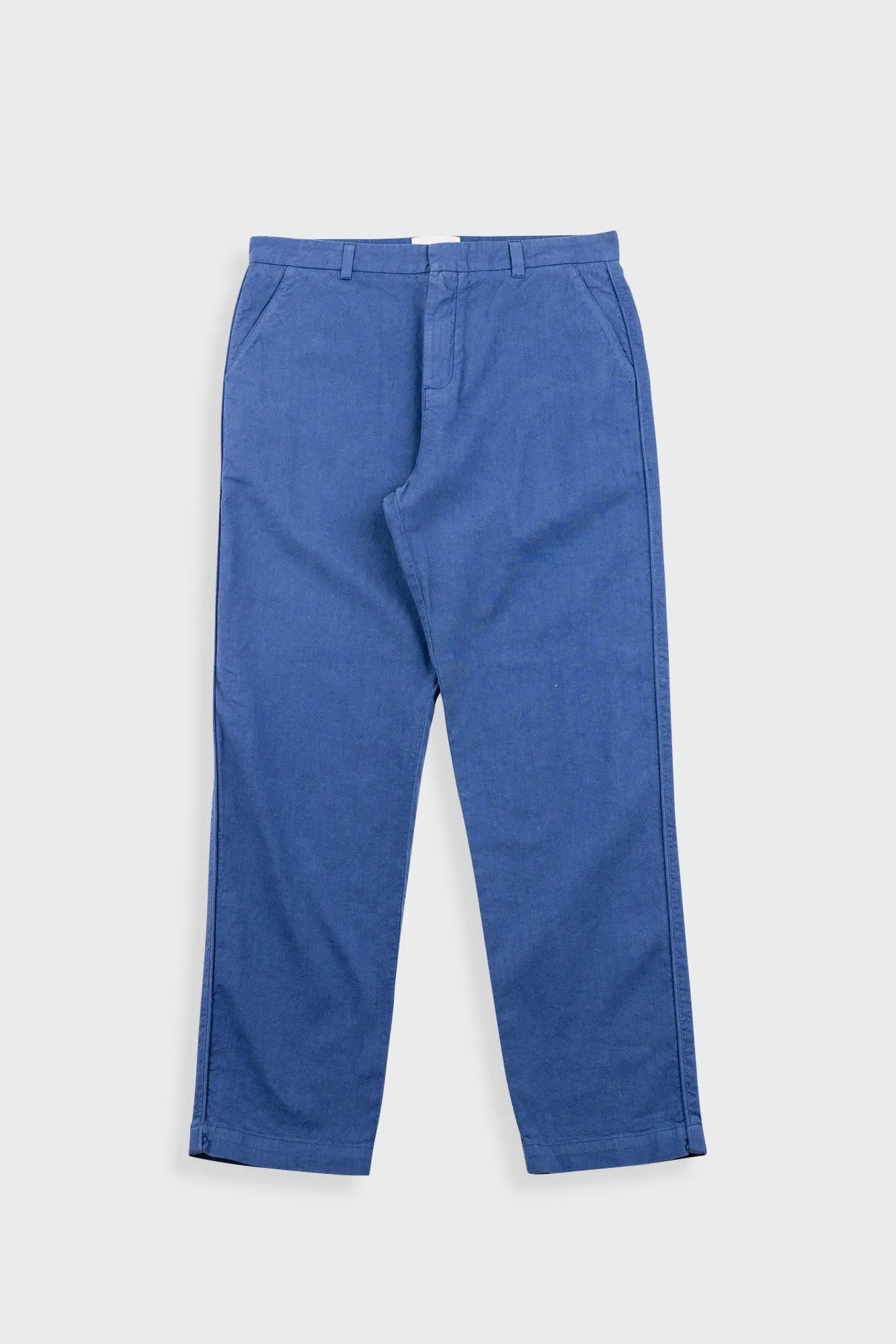 Fixed Waistband Cotton Linen Trouser - Woad sold by Folk