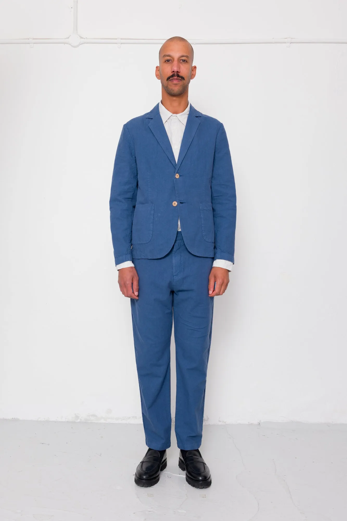 Cotton Linen Blazer - Woad sold by Folk product image thumbnail 3