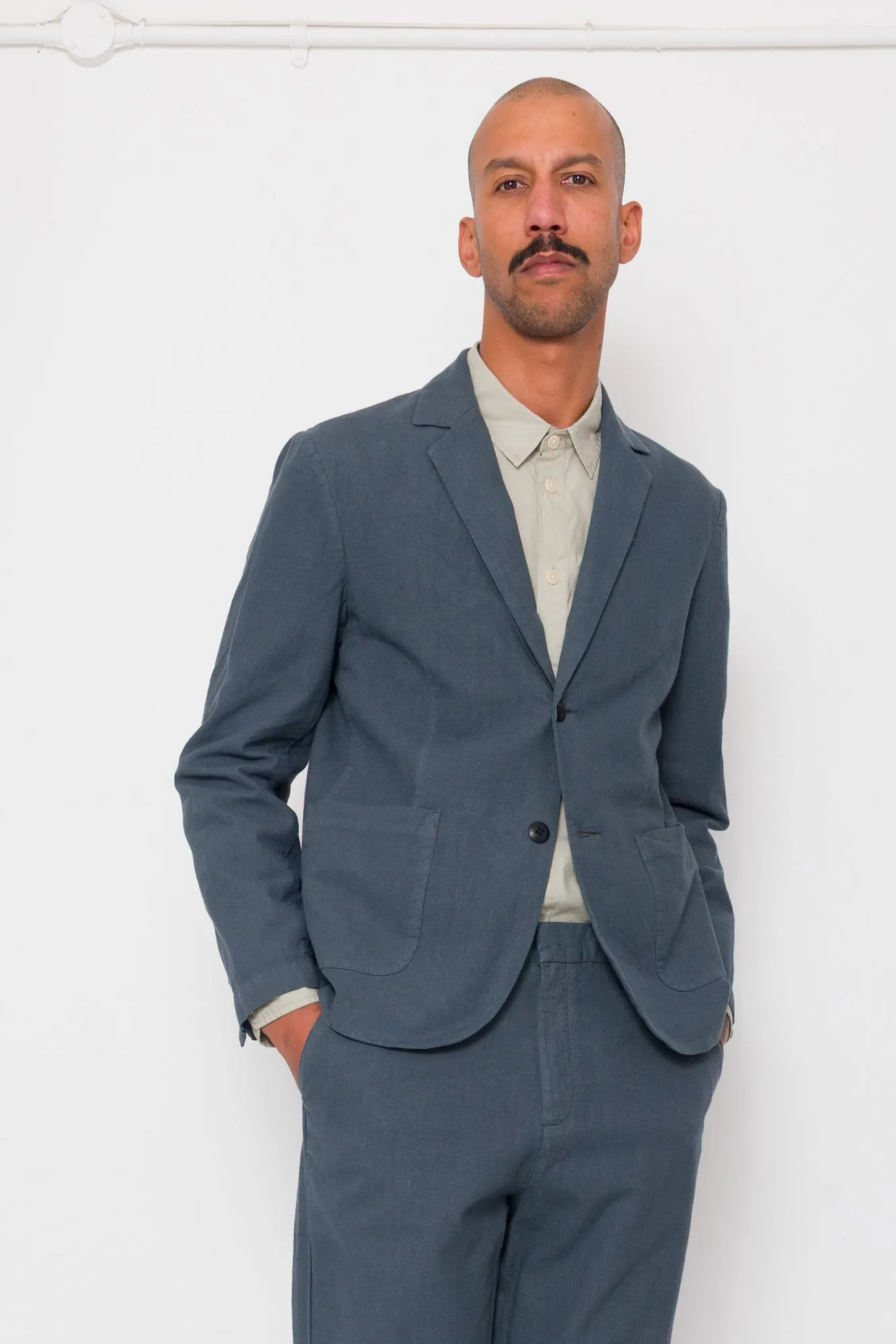 Cotton Linen Blazer - Charcoal sold by Folk product image thumbnail 3