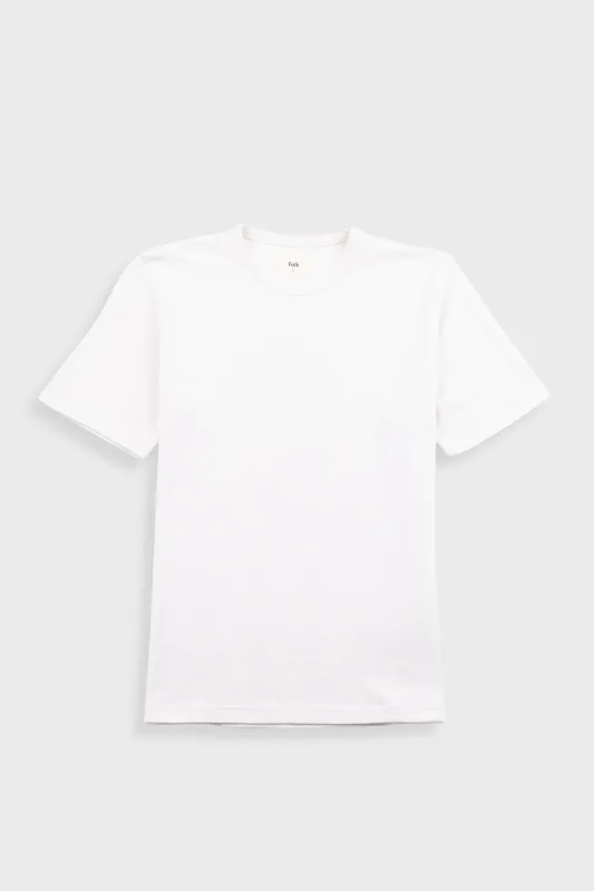 Slub Embroidered T-Shirt - Off White sold by Folk