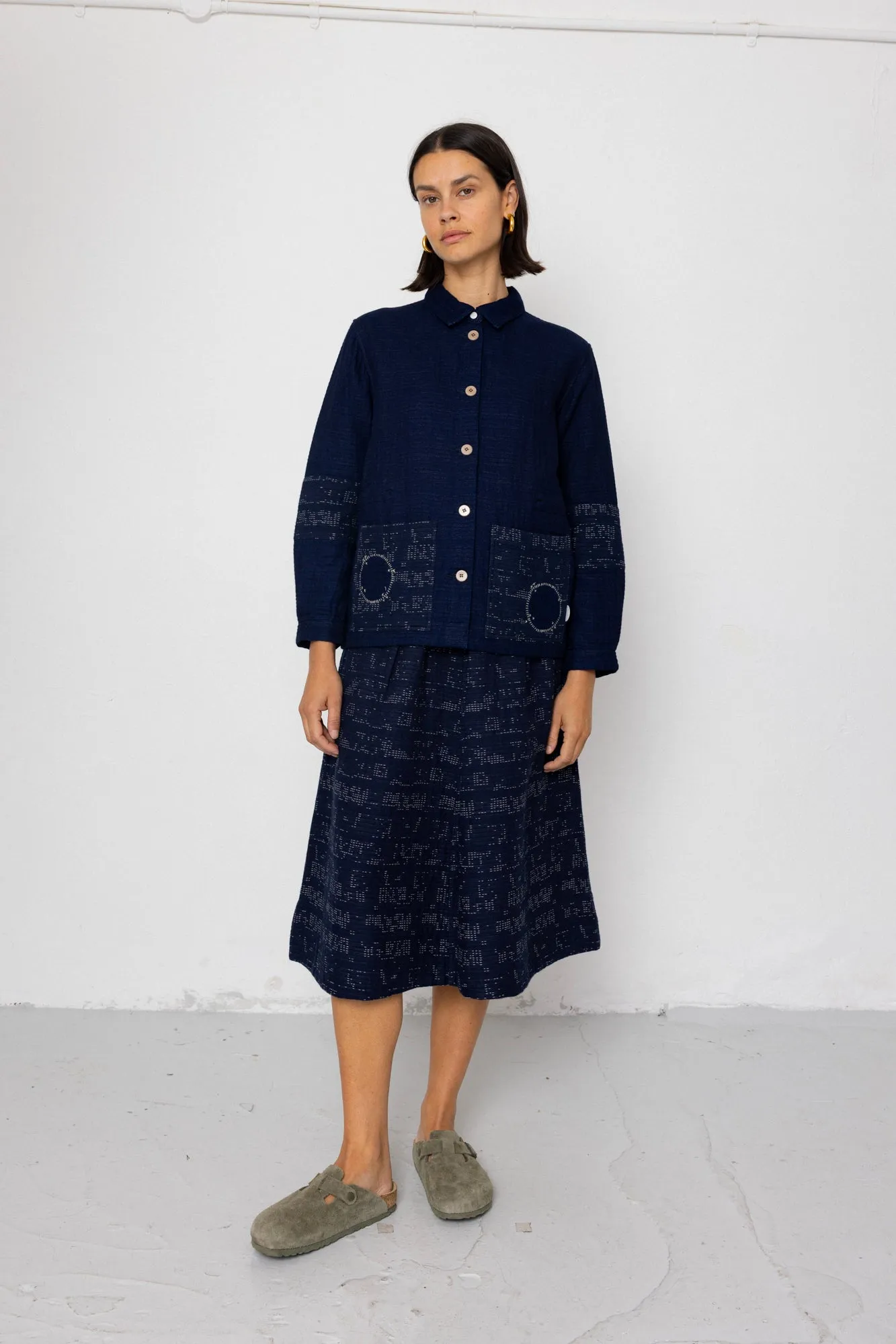 Full Seam Skirt - Stray Float Stitch Indigo sold by Folk product image thumbnail 3