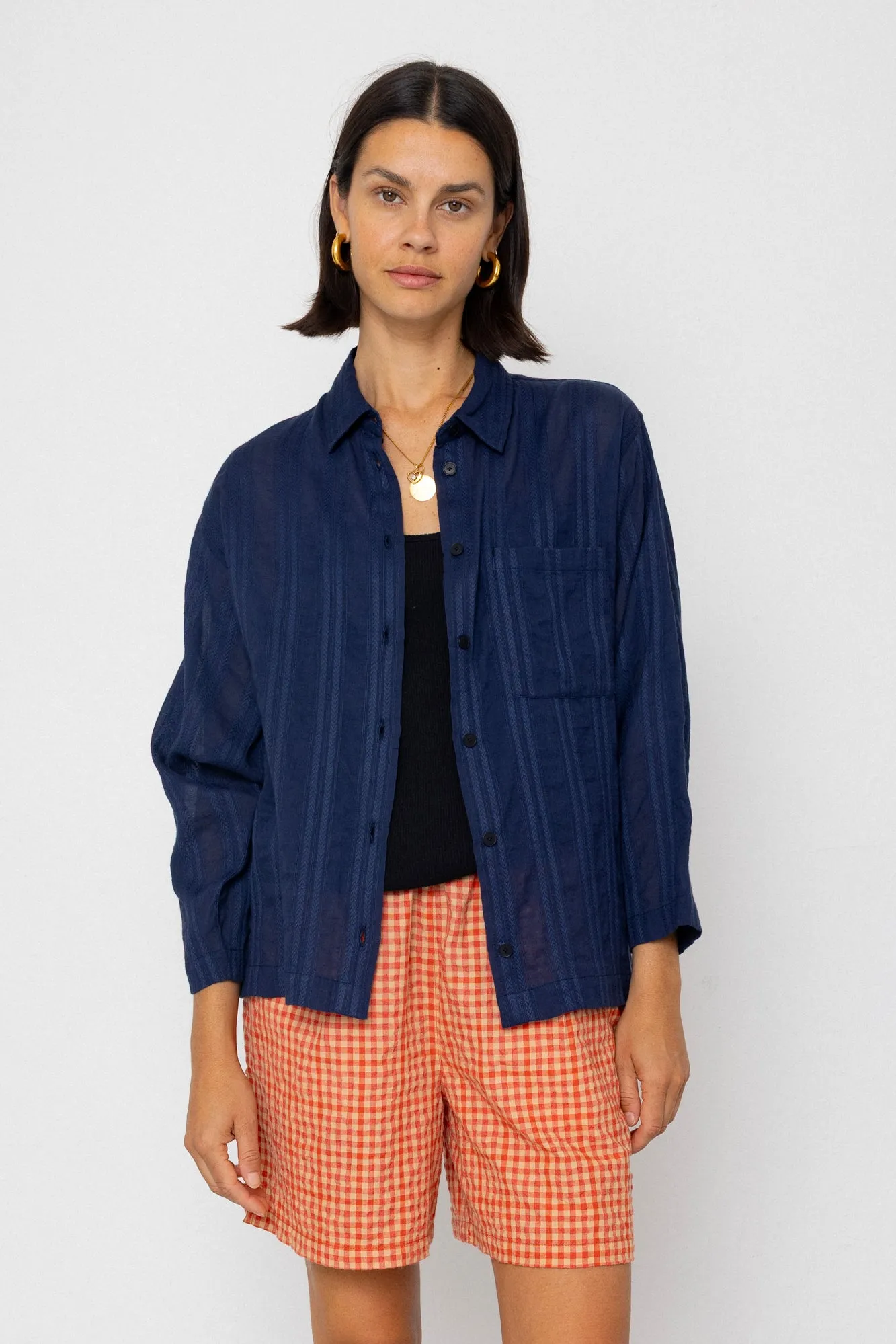 Archive Shirt - Dark Navy Dobby Stripe sold by Folk product image thumbnail 2