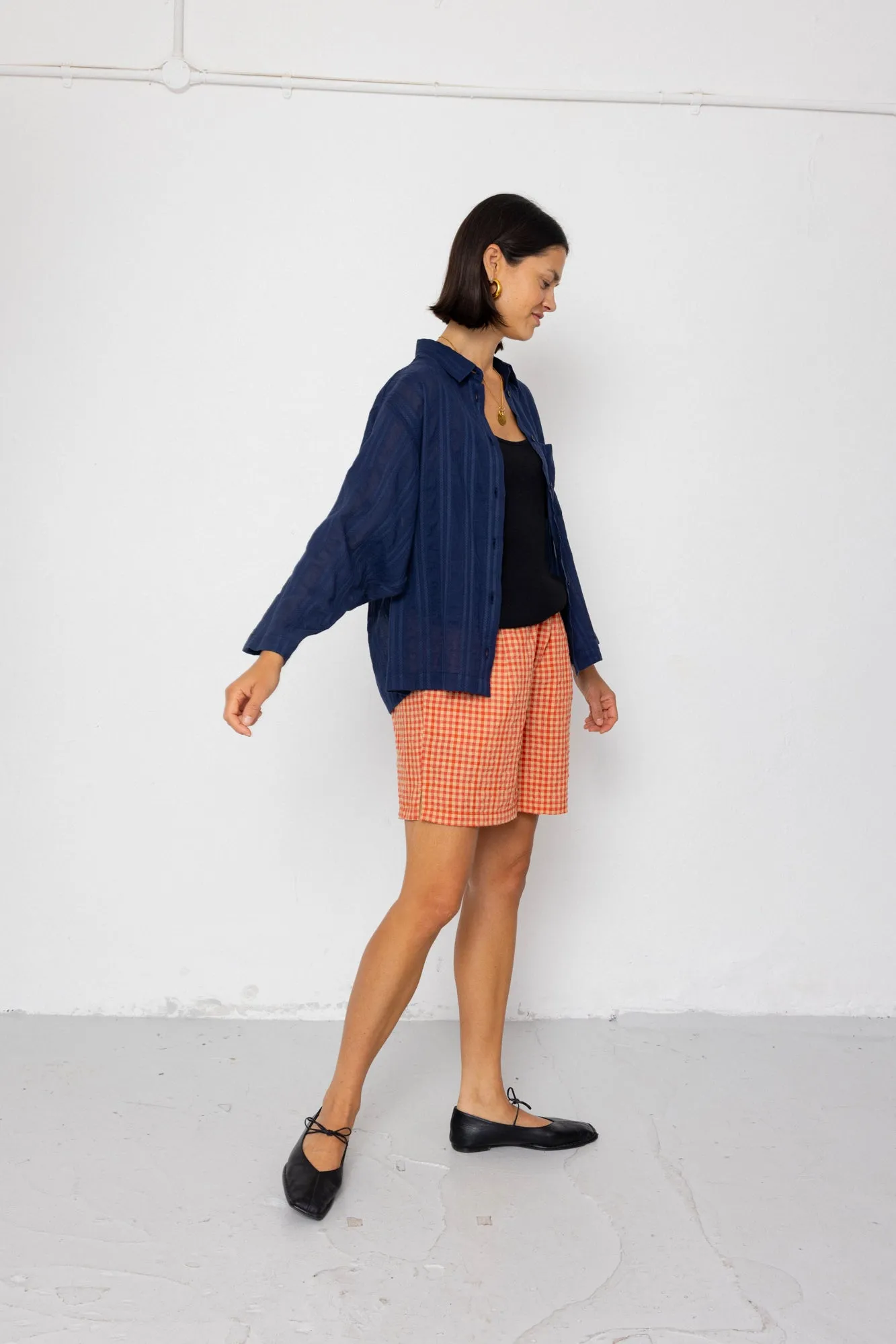 Archive Shirt - Dark Navy Dobby Stripe sold by Folk