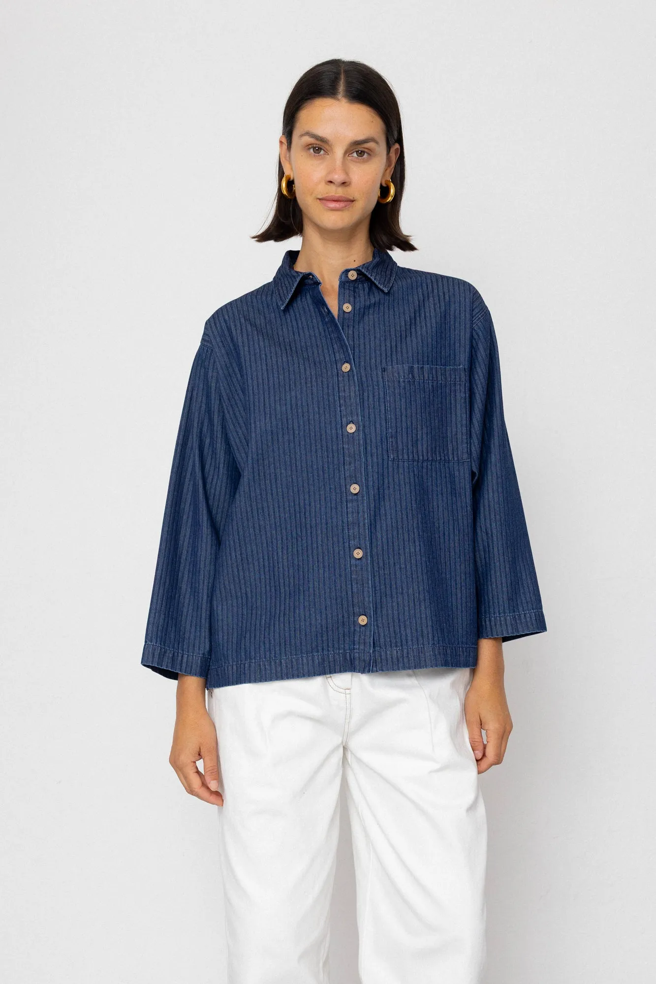 Archive Shirt - Light Denim Stripe sold by Folk