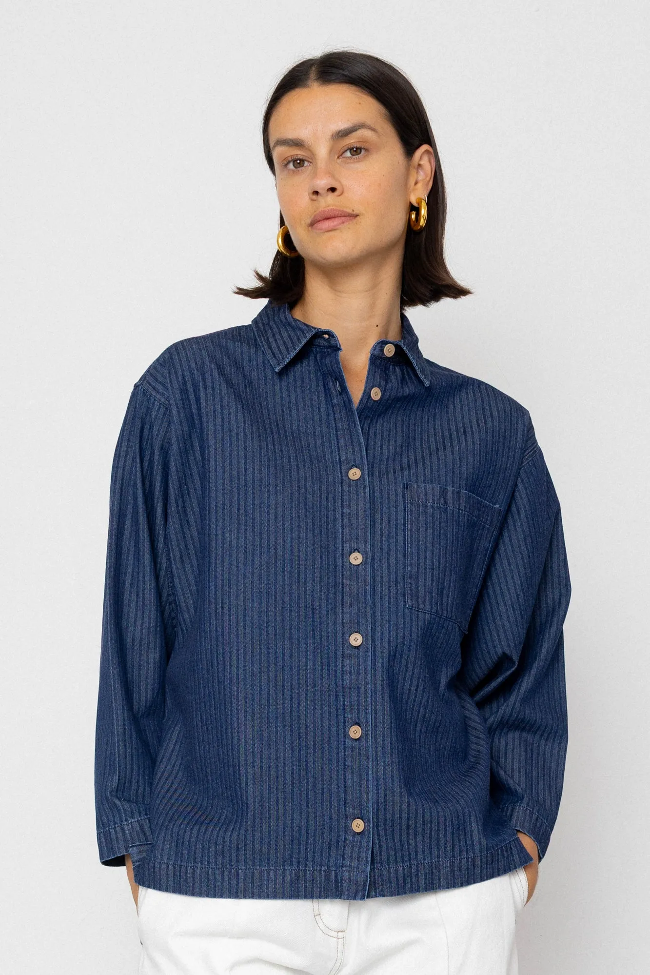 Archive Shirt - Light Denim Stripe sold by Folk product image thumbnail 3