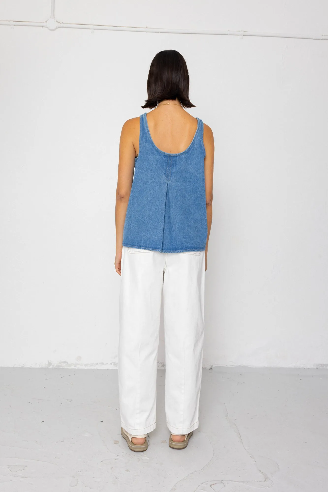 Pleated Scoop Back Vest - Heavy Bleach Wash sold by Folk product image thumbnail 2