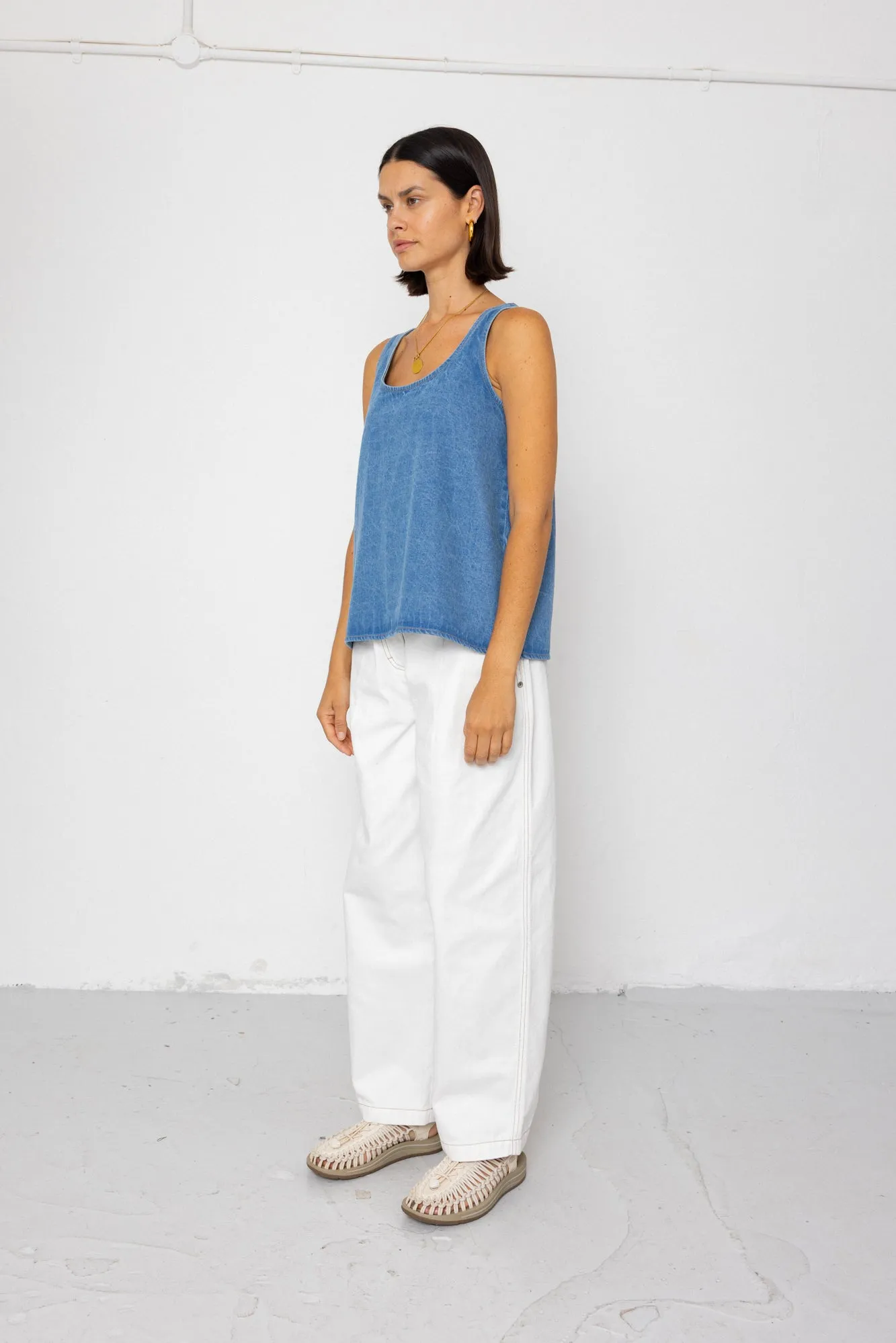 Pleated Scoop Back Vest - Heavy Bleach Wash sold by Folk product image thumbnail 3