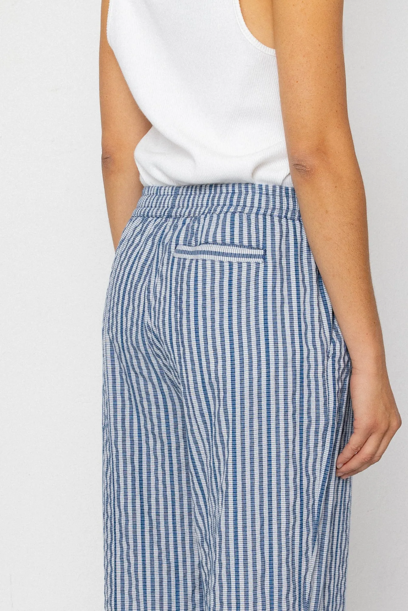 Wide Fit Trousers - Indigo Crinkle Mini Check sold by Folk product image thumbnail 4