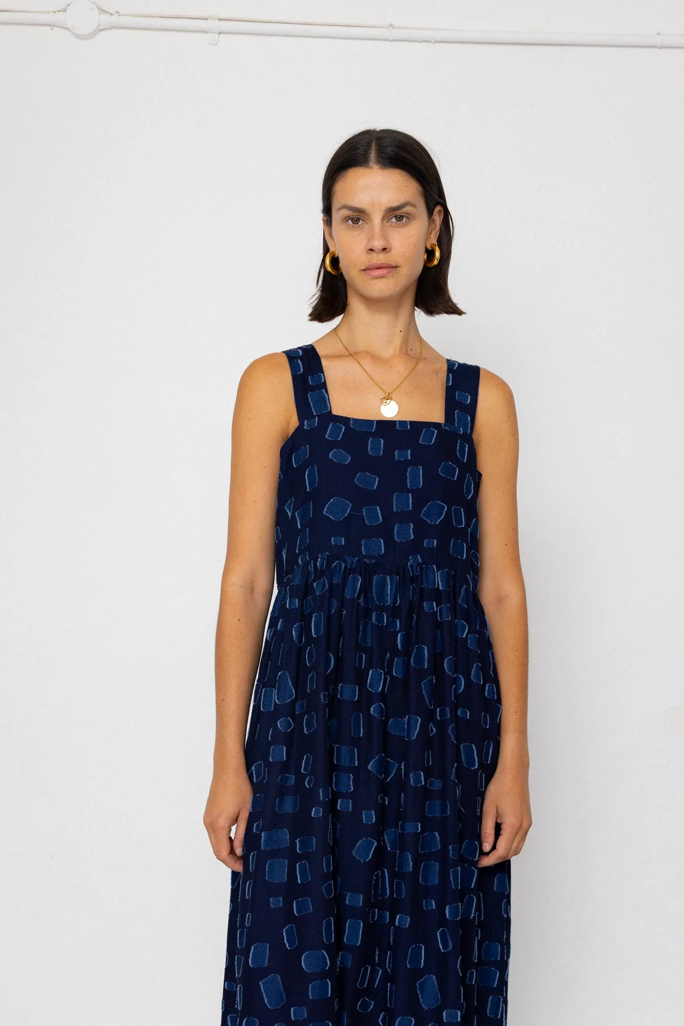 Midi Day Dress - Indigo Irregular Dot sold by Folk product image thumbnail 2