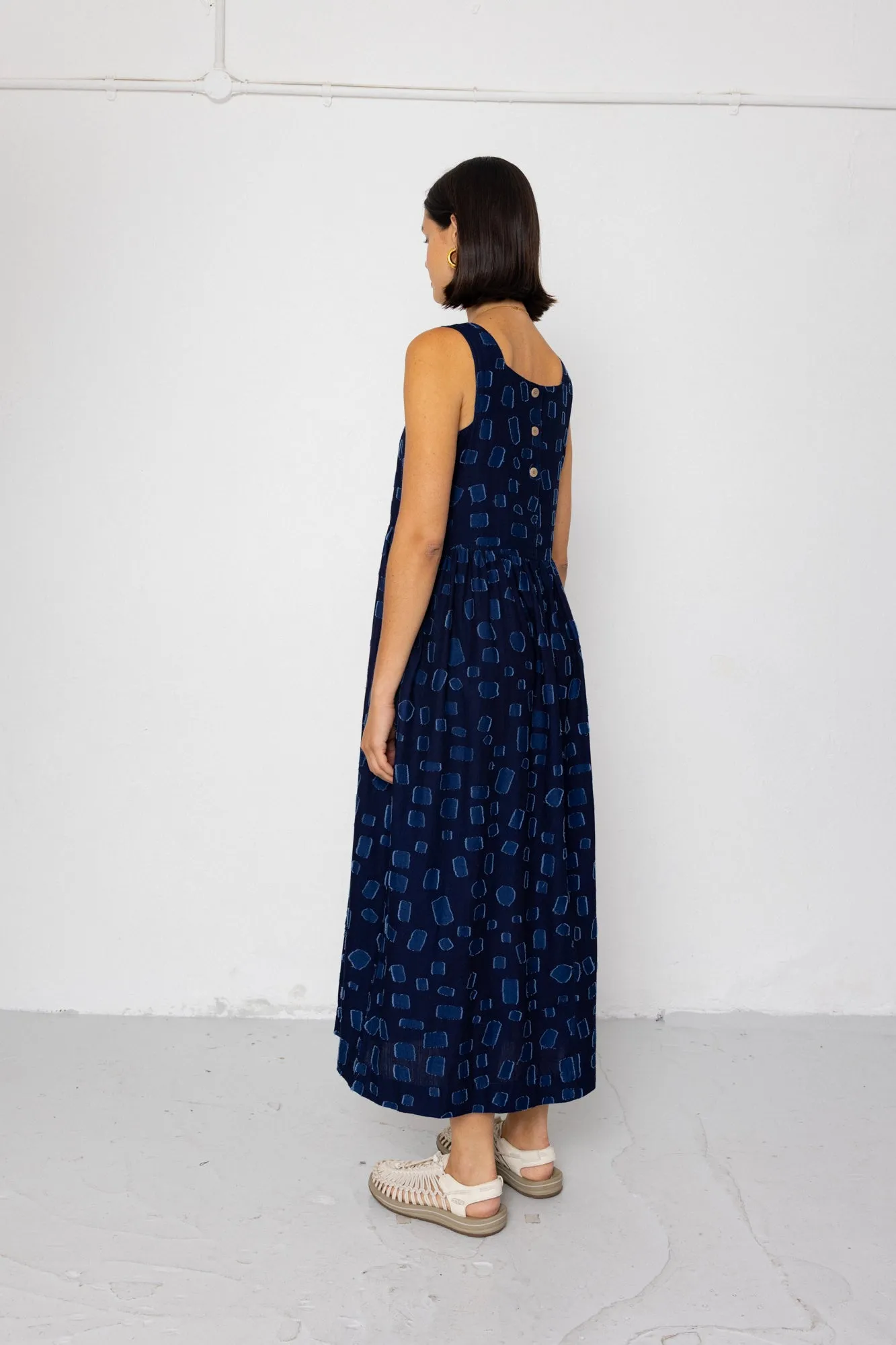 Midi Day Dress - Indigo Irregular Dot sold by Folk product image thumbnail 4