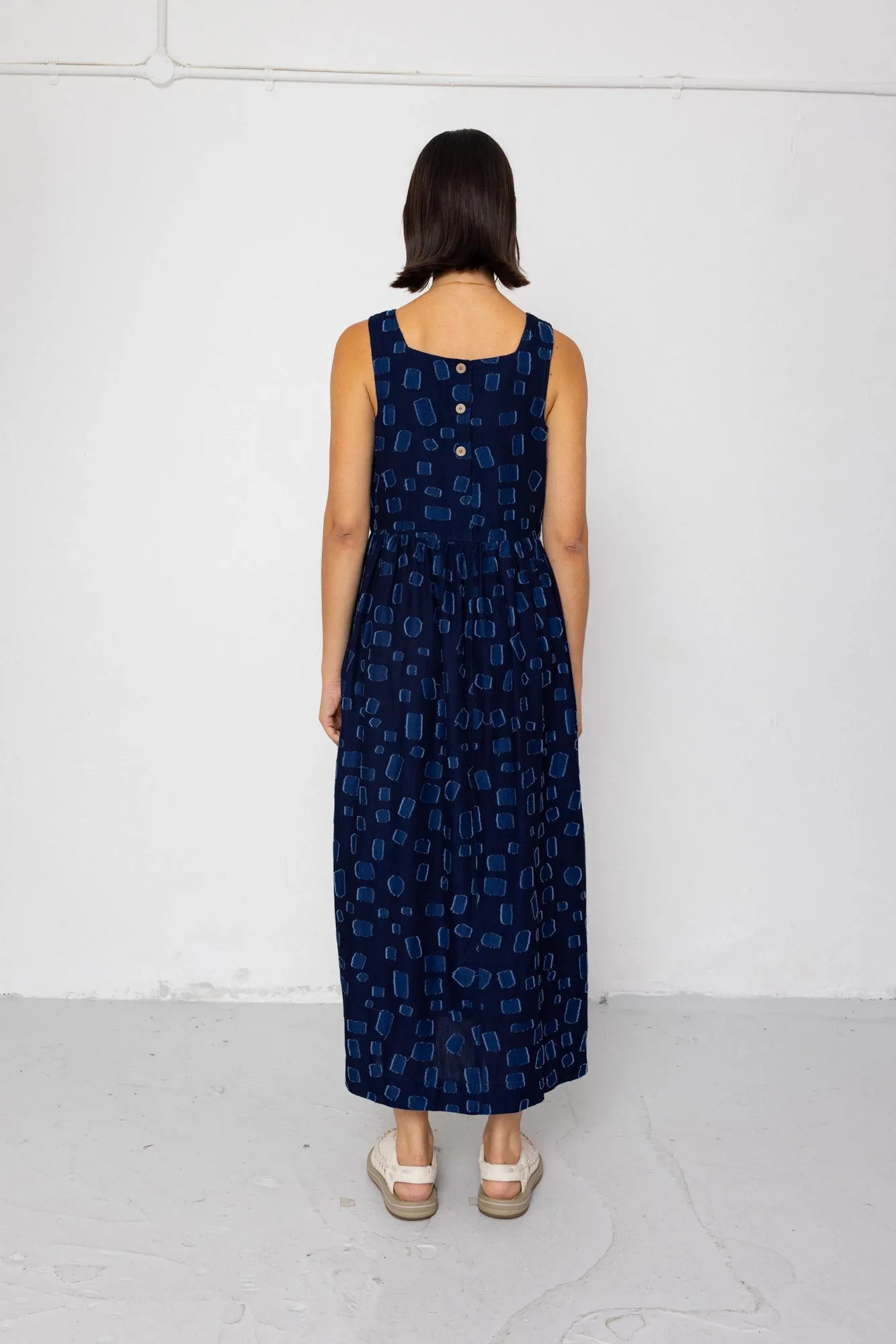 Midi Day Dress - Indigo Irregular Dot sold by Folk product image thumbnail 5