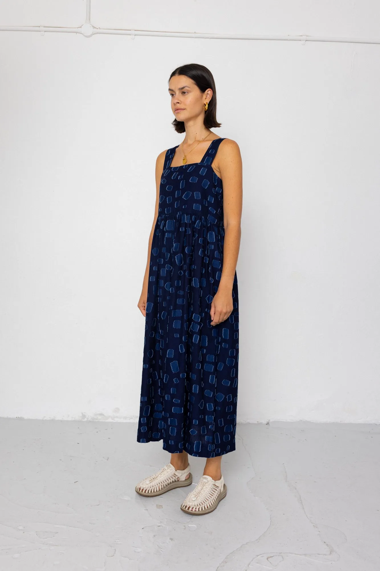 Midi Day Dress - Indigo Irregular Dot sold by Folk product image thumbnail 3