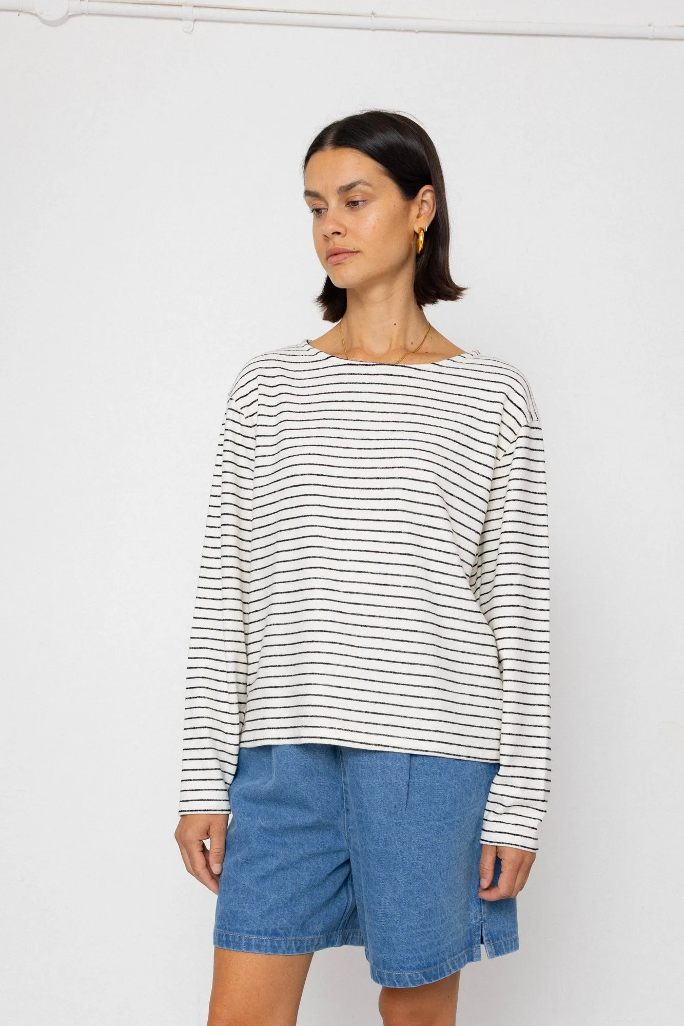 Boat Neck T-Shirt - Ecru / Black sold by Folk product image thumbnail 4