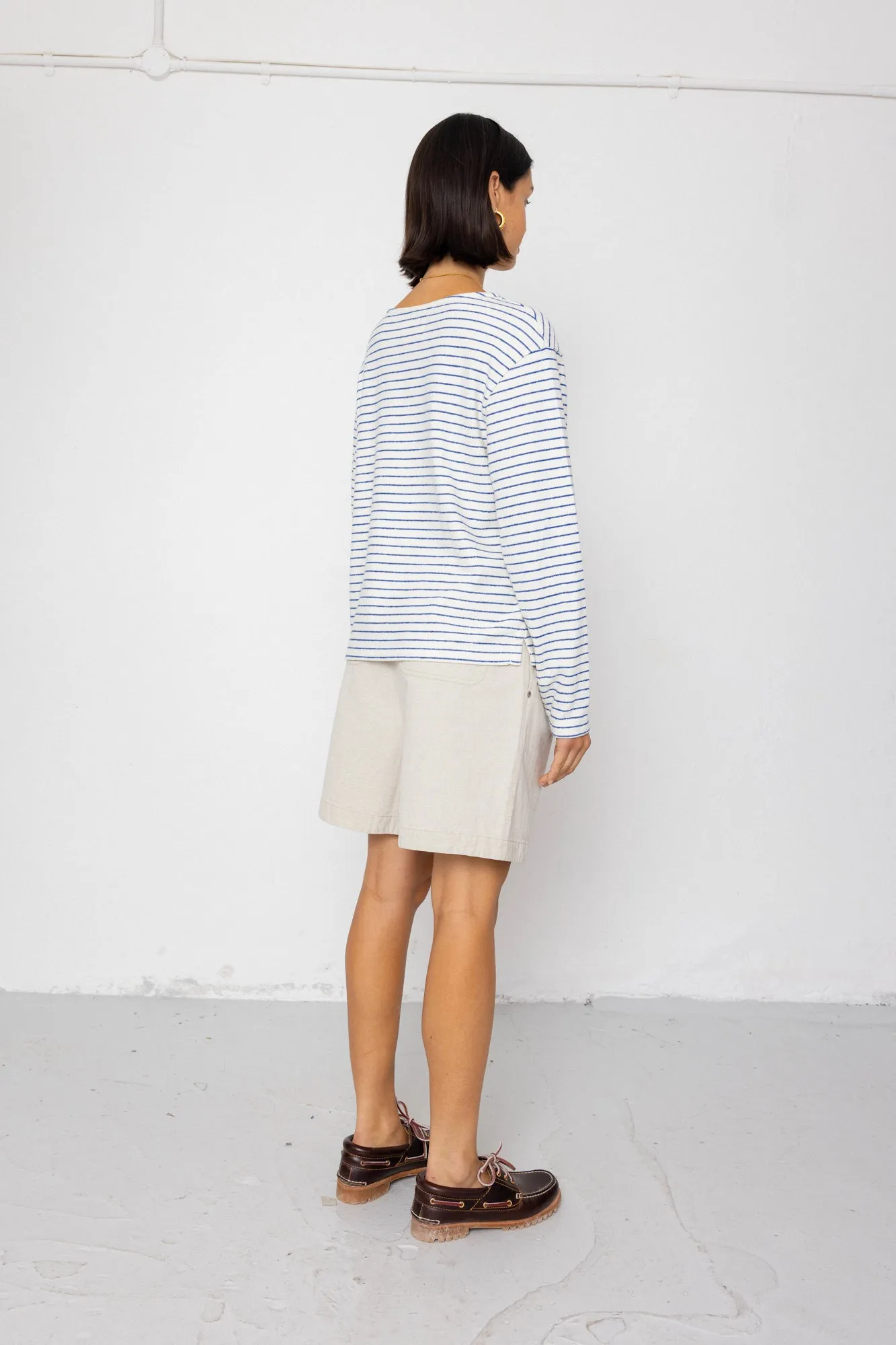 Boat Neck T-Shirt - Ecru / Bright Blue sold by Folk product image thumbnail 5