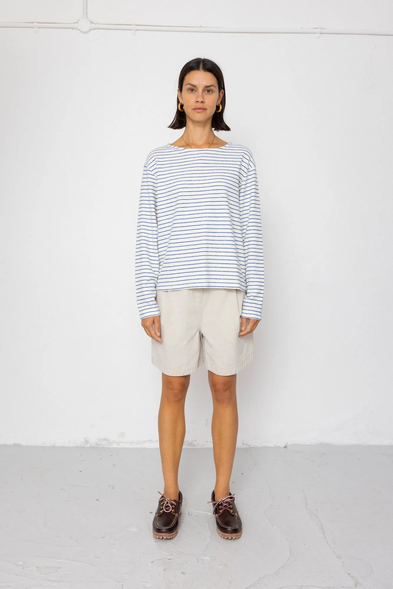 Boat Neck T-Shirt - Ecru / Bright Blue sold by Folk product image thumbnail 2