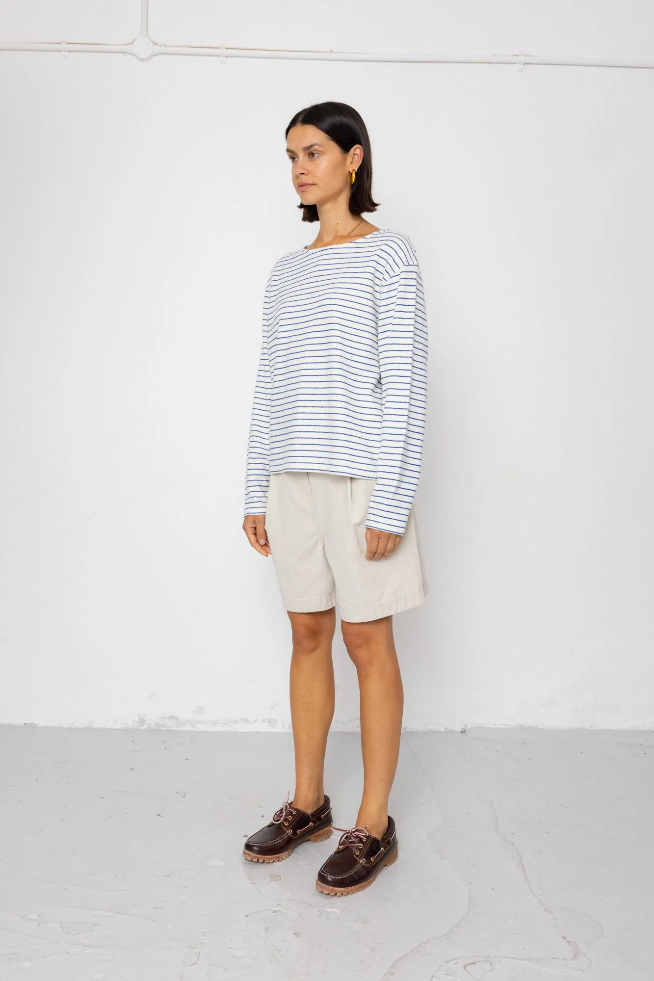 Boat Neck T-Shirt - Ecru / Bright Blue sold by Folk product image thumbnail 3