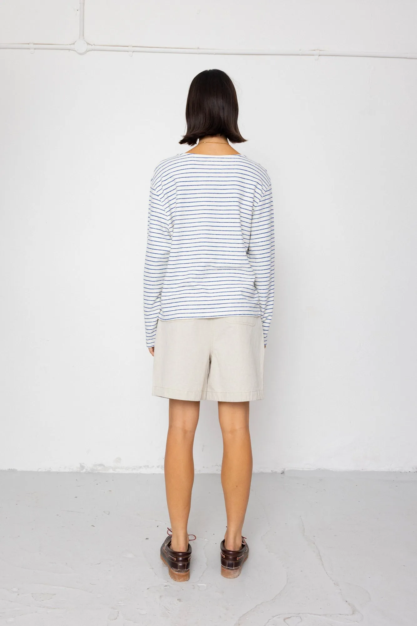 Boat Neck T-Shirt - Ecru / Bright Blue sold by Folk product image thumbnail 4