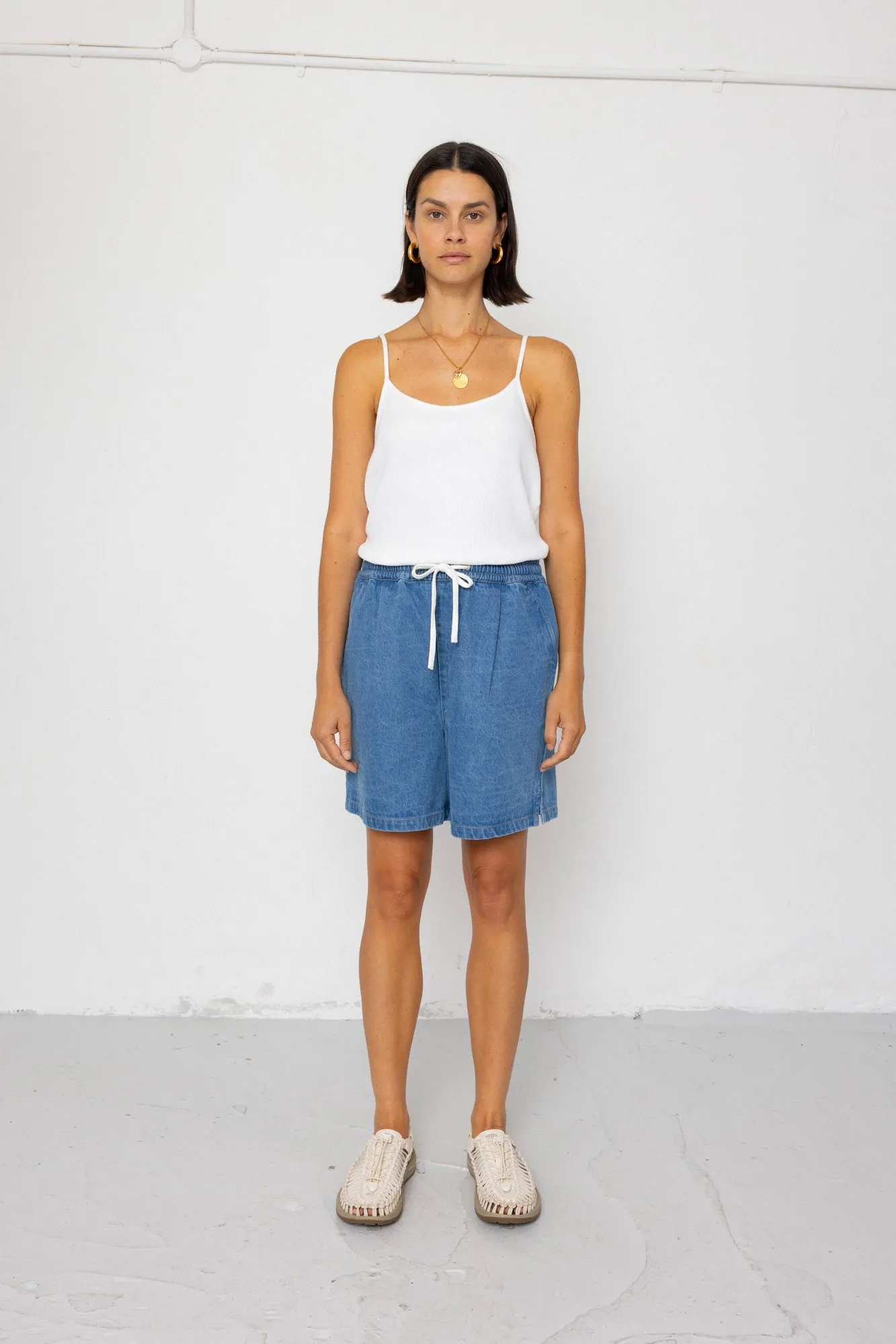 Wide Signal Shorts - Heavy Bleach Wash sold by Folk