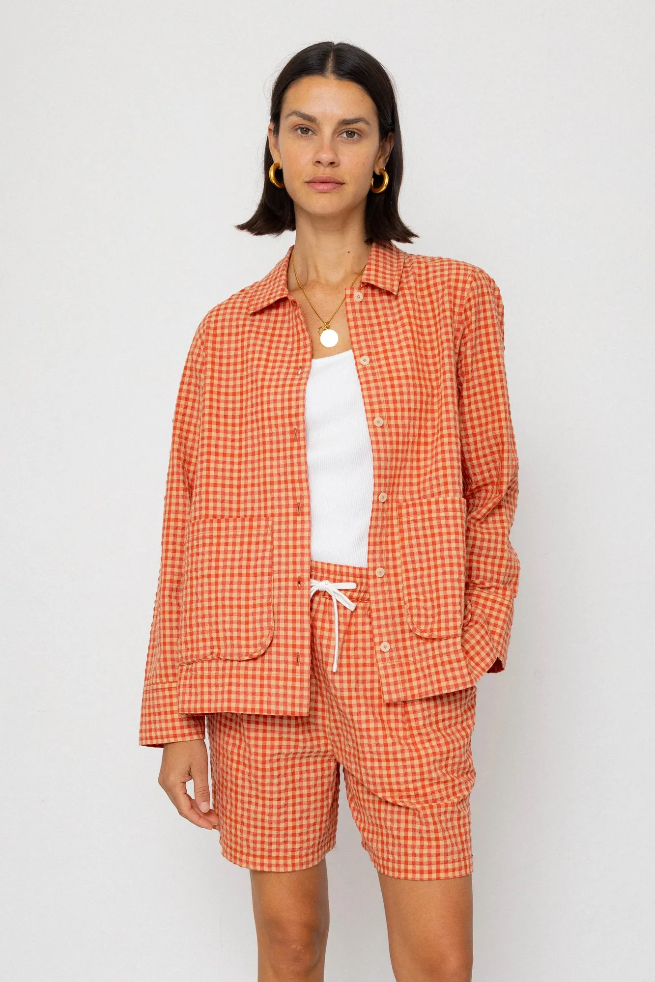 Wide Signal Shorts - Red Oxide Textured Check sold by Folk product image thumbnail 5