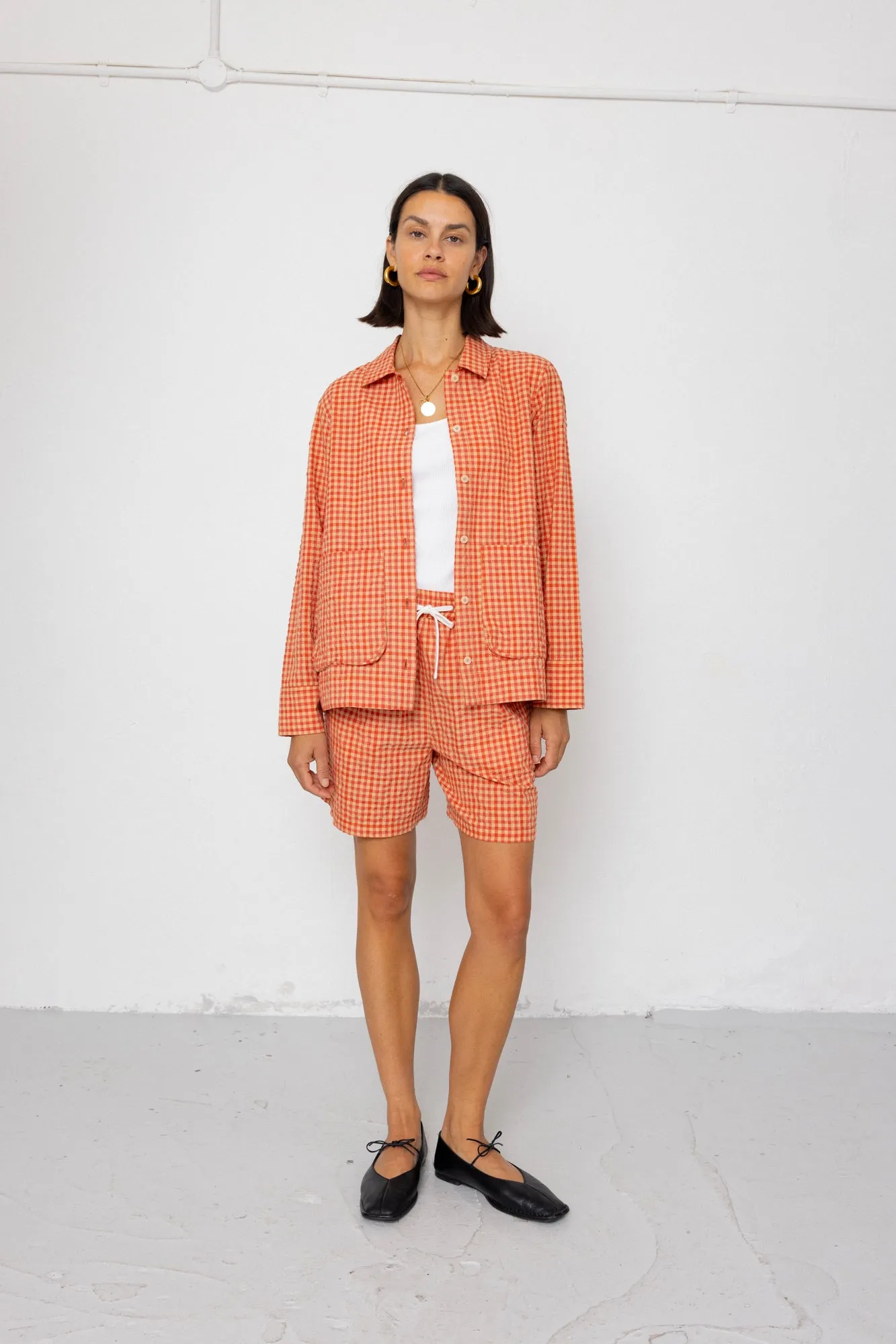 Wide Signal Shorts - Red Oxide Textured Check sold by Folk product image thumbnail 2