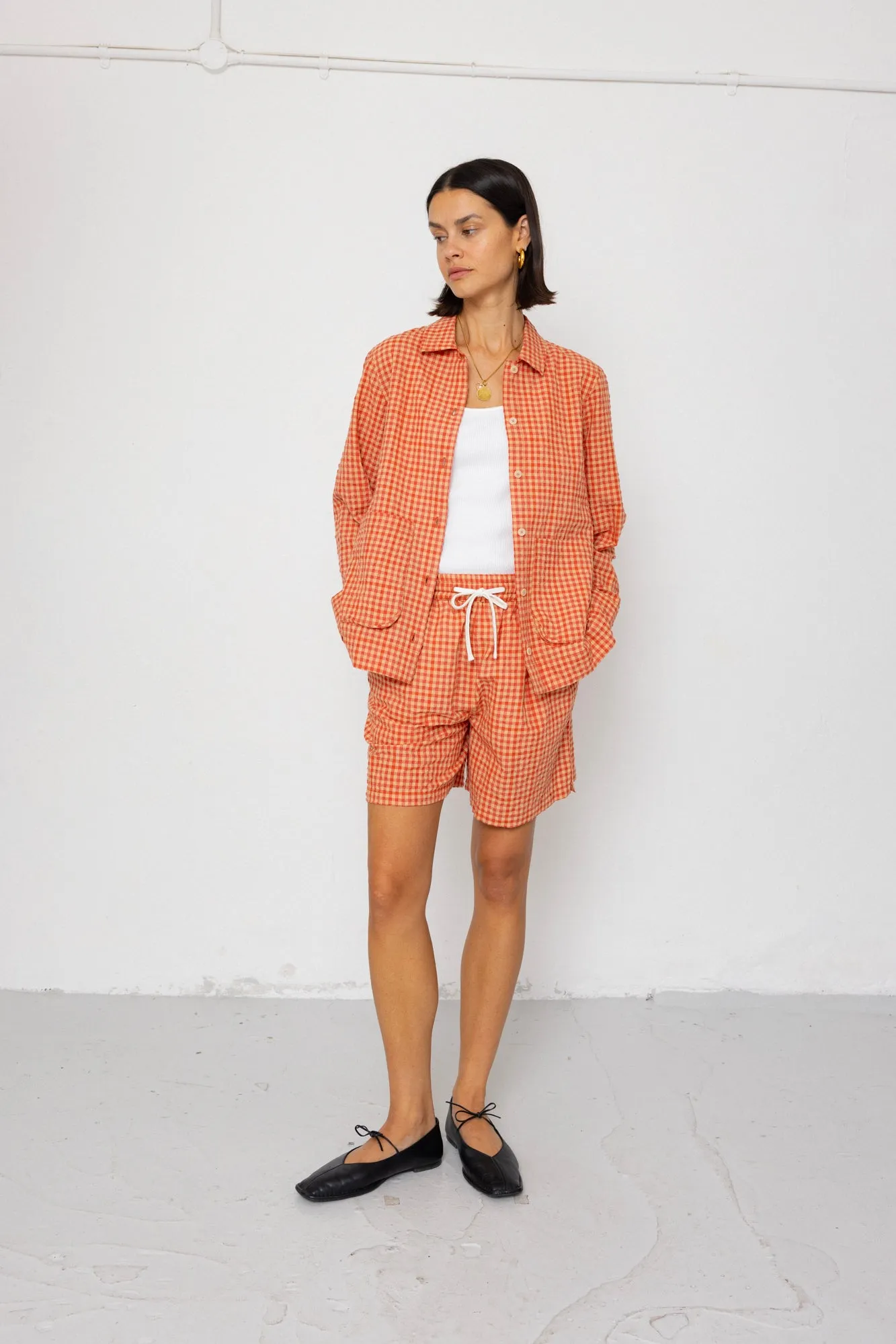 Wide Signal Shorts - Red Oxide Textured Check sold by Folk product image thumbnail 3