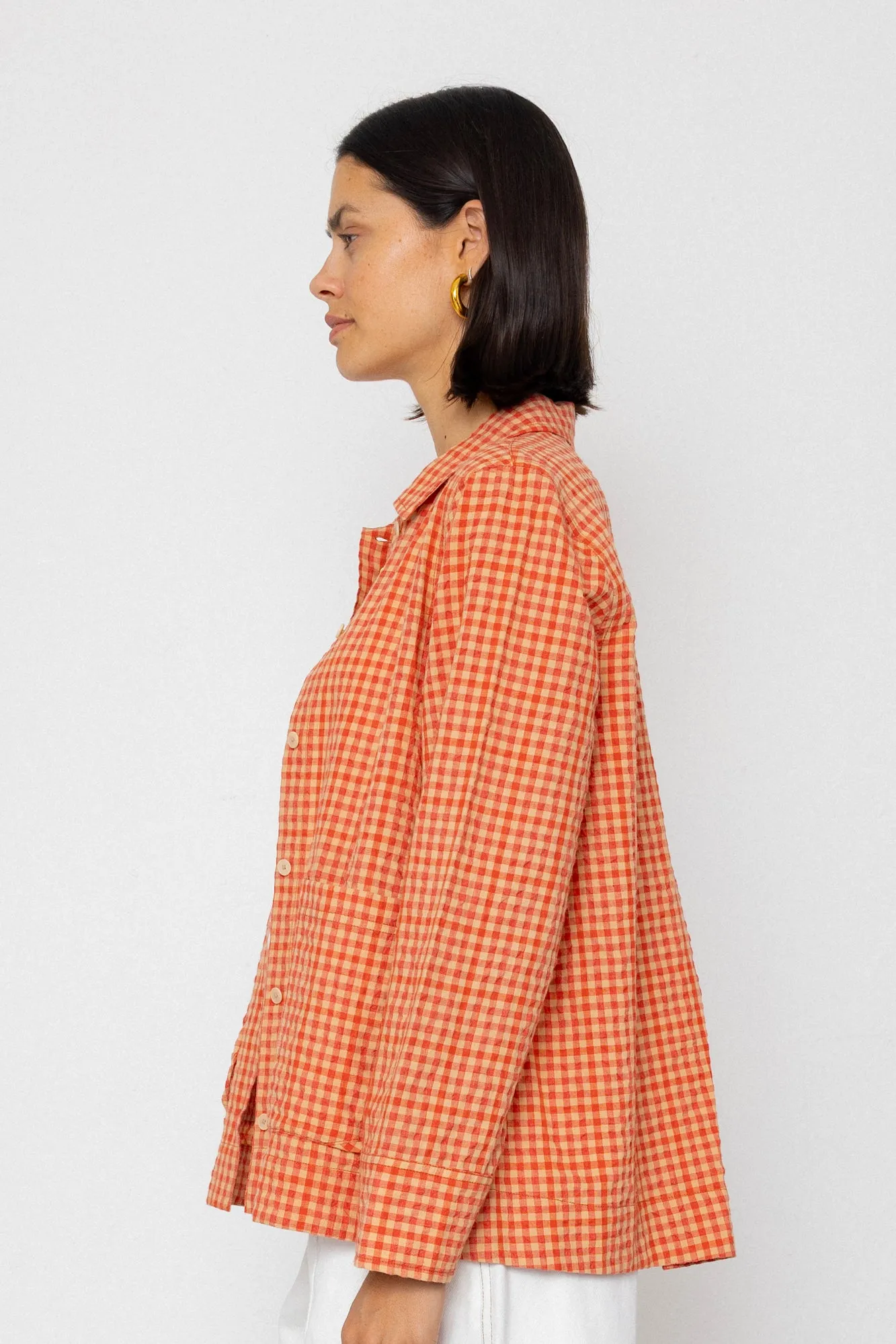 Pleated Shirt - Red Oxide Textured Check sold by Folk product image thumbnail 4