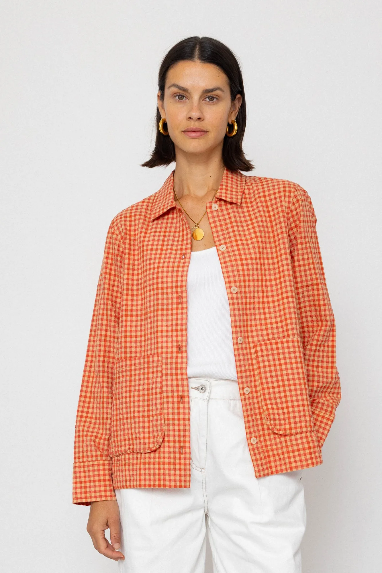 Pleated Shirt - Red Oxide Textured Check sold by Folk product image thumbnail 2