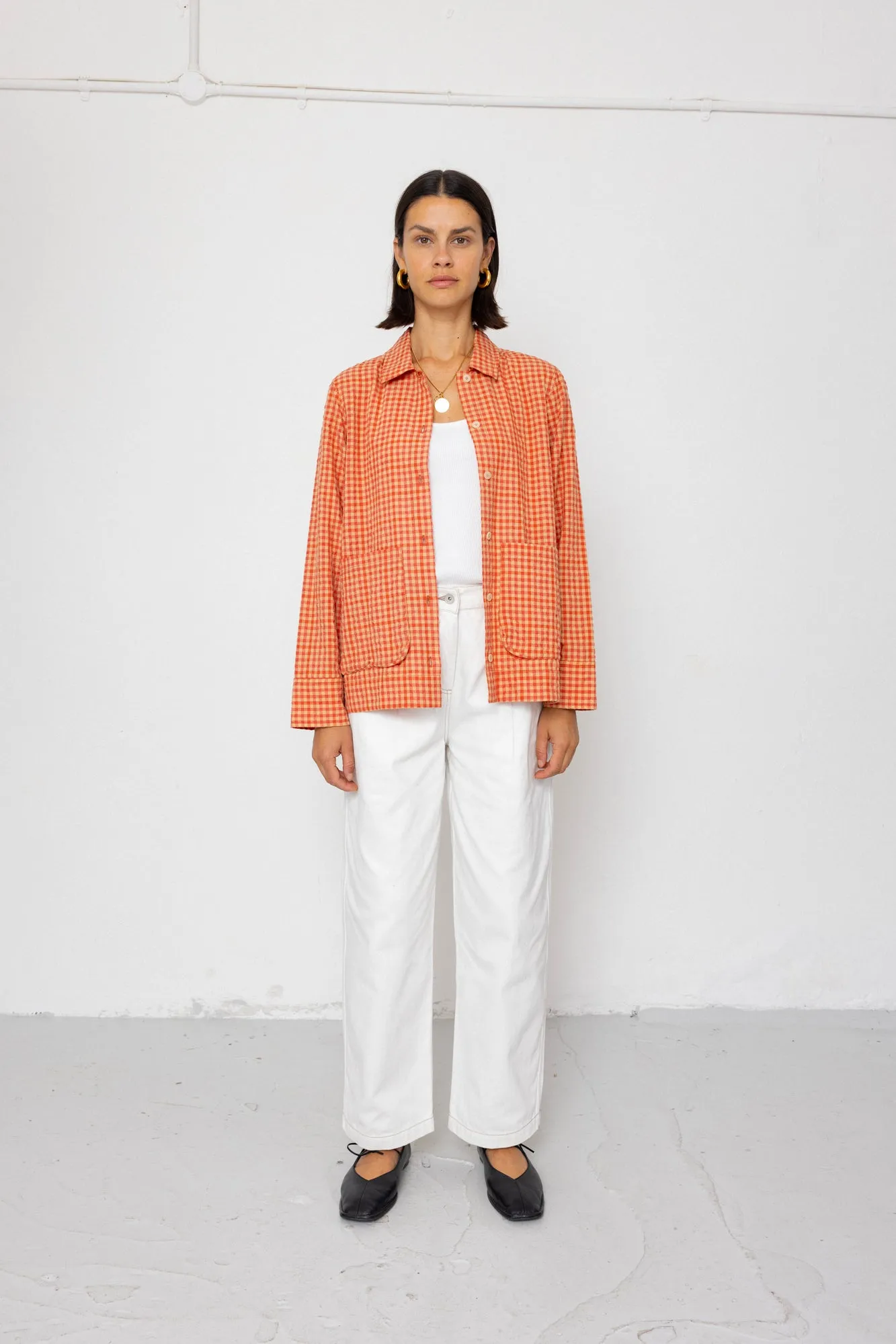 Pleated Shirt - Red Oxide Textured Check sold by Folk product image thumbnail 3