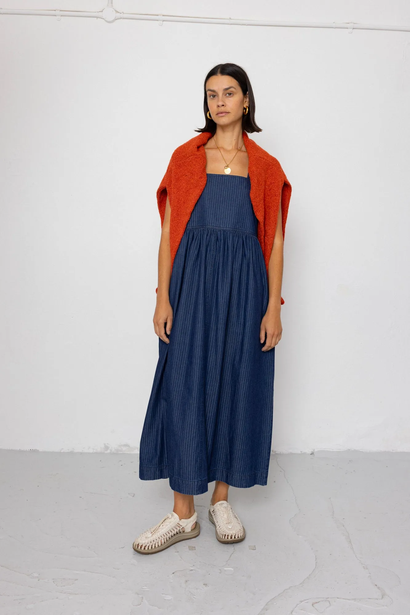Midi Day Dress - Light Denim Stripe sold by Folk