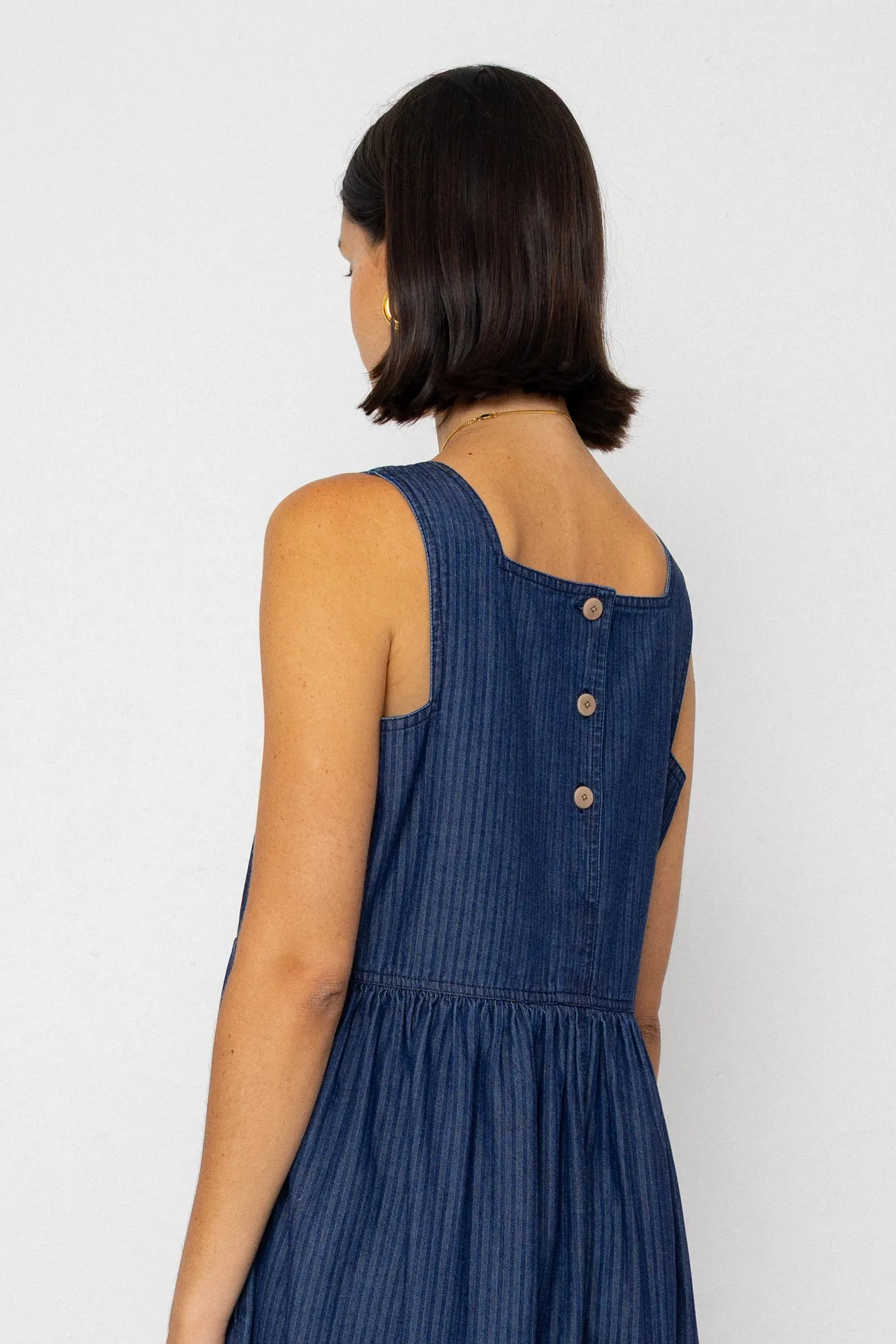 Midi Day Dress - Light Denim Stripe sold by Folk product image thumbnail 2