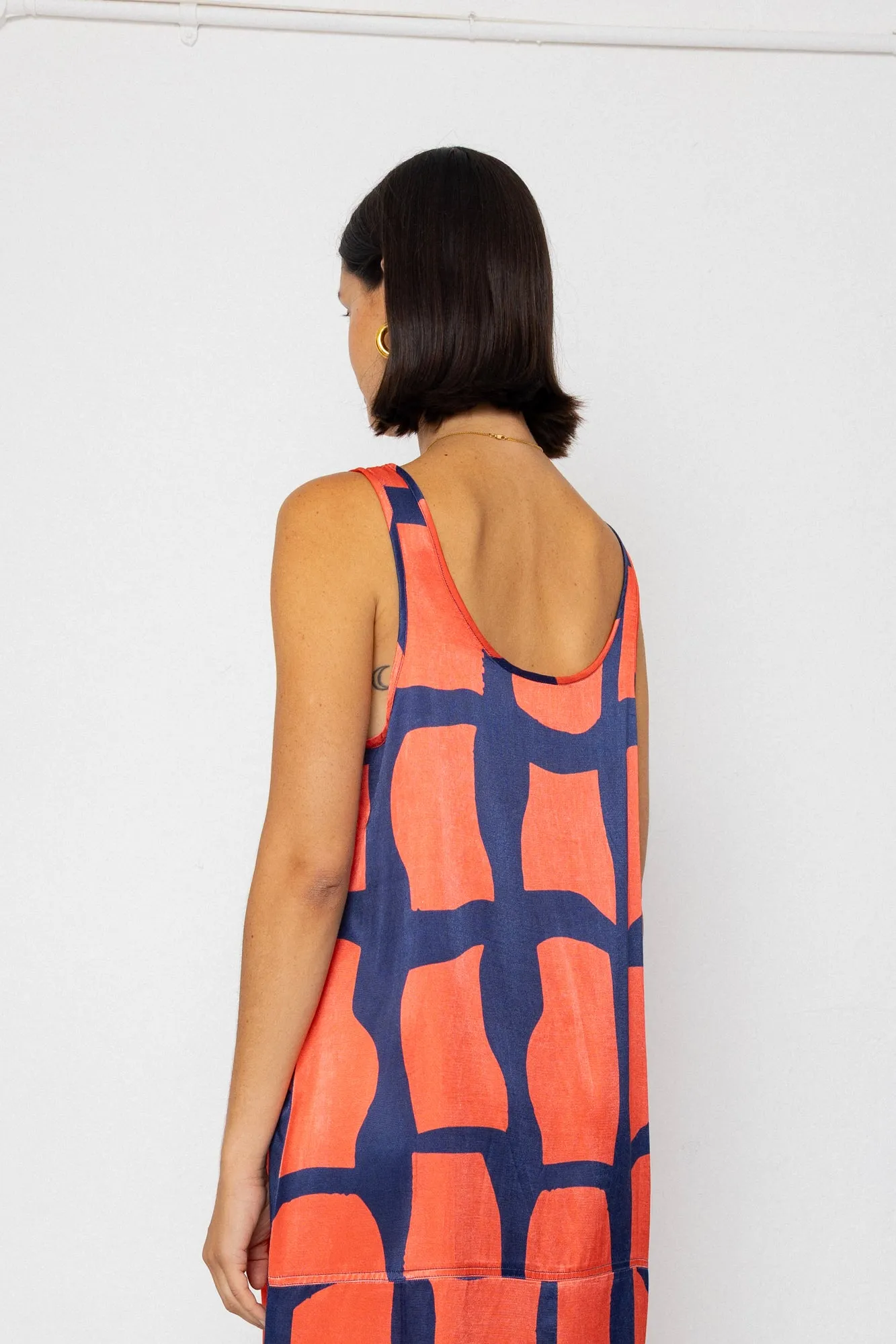 Slip Dress - Abstract Block Print Navy sold by Folk product image thumbnail 2