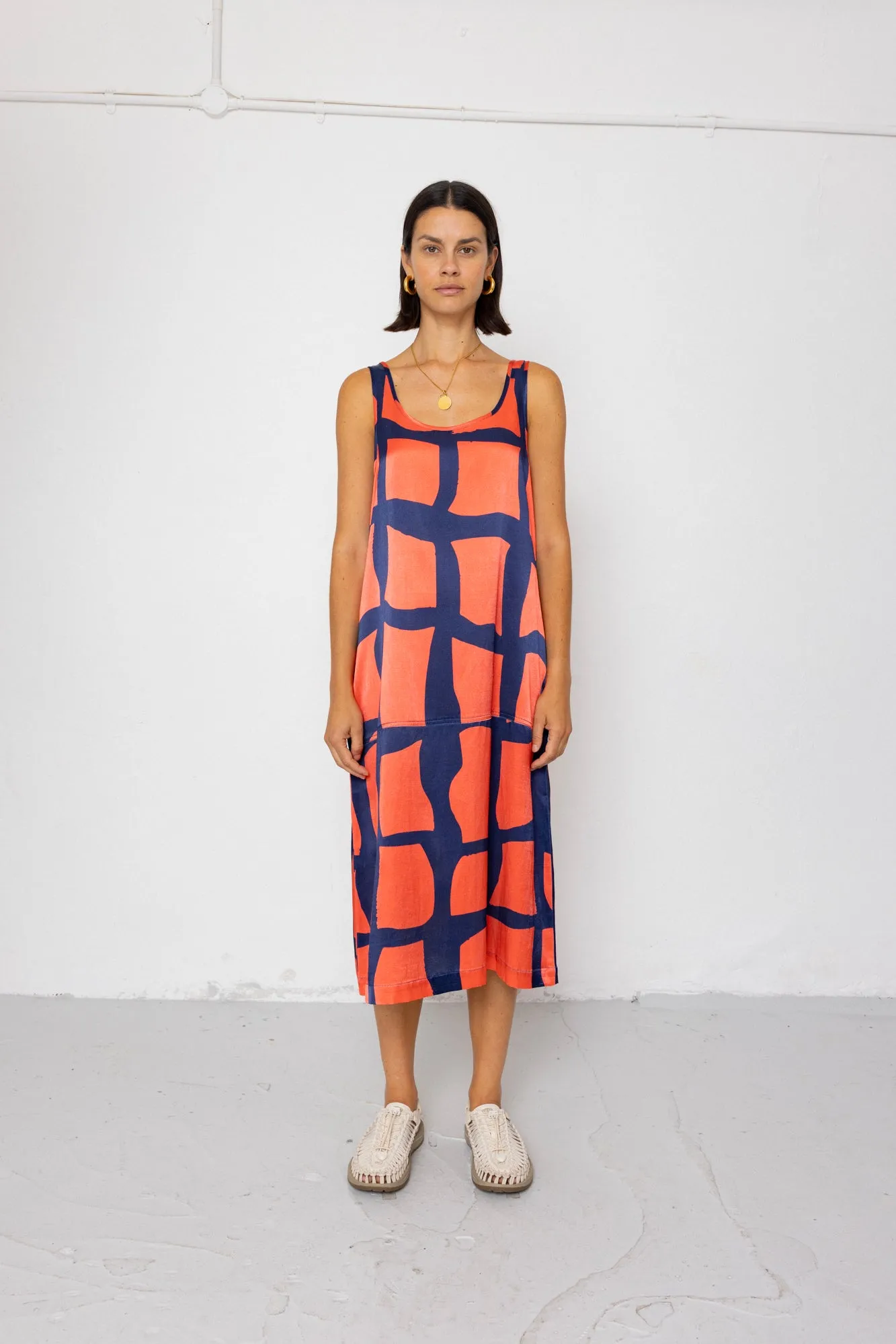 Slip Dress - Abstract Block Print Navy sold by Folk product image thumbnail 4