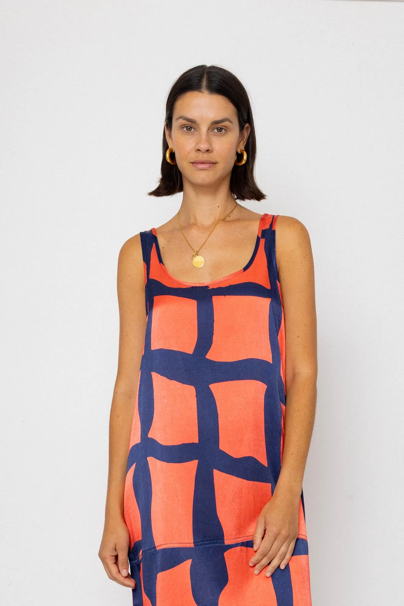 Slip Dress - Abstract Block Print Navy sold by Folk product image thumbnail 3