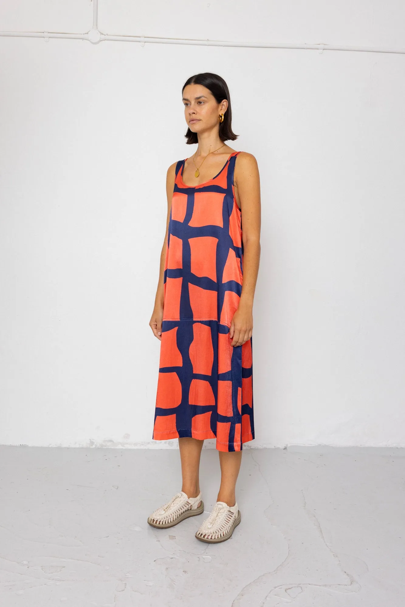 Slip Dress - Abstract Block Print Navy sold by Folk product image thumbnail 5