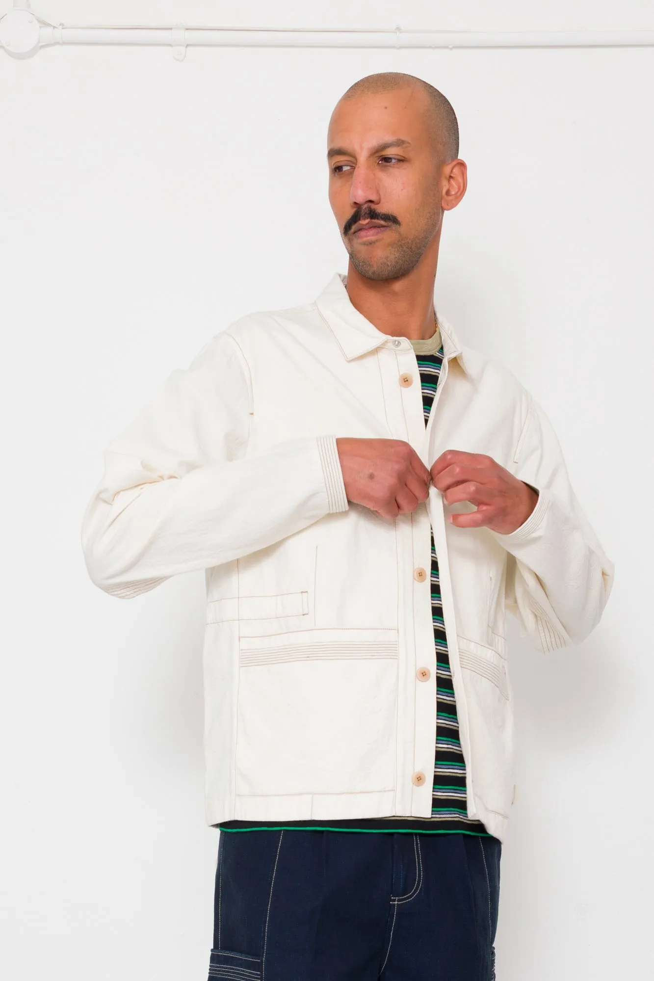 Anniversary Jacket - Ecru Crinkle Cotton sold by Folk product image thumbnail 3